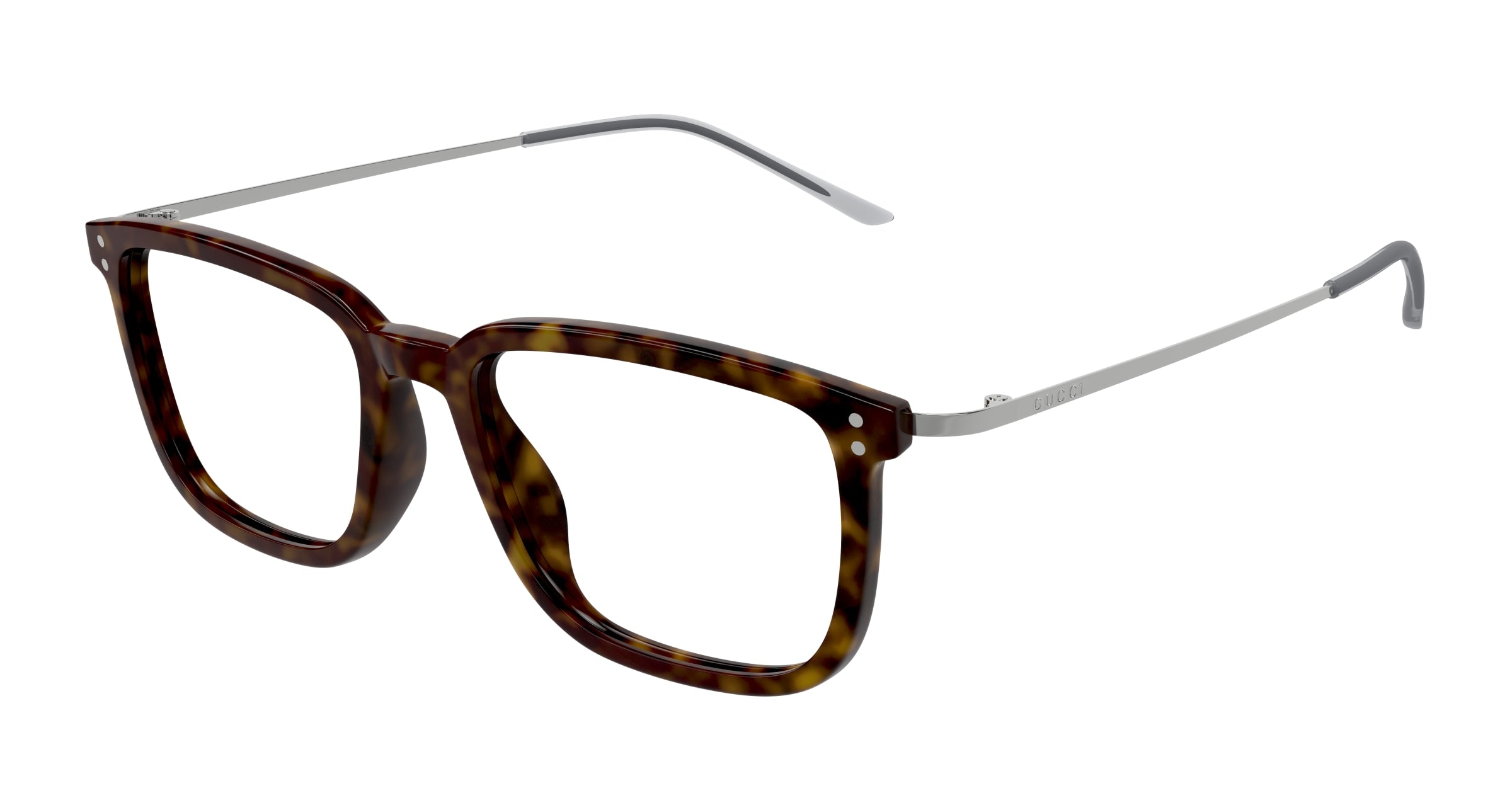 Gucci Uomo Gucci GG1709O 006 Montature da vista Acetato Havana Trasparente Squadrata