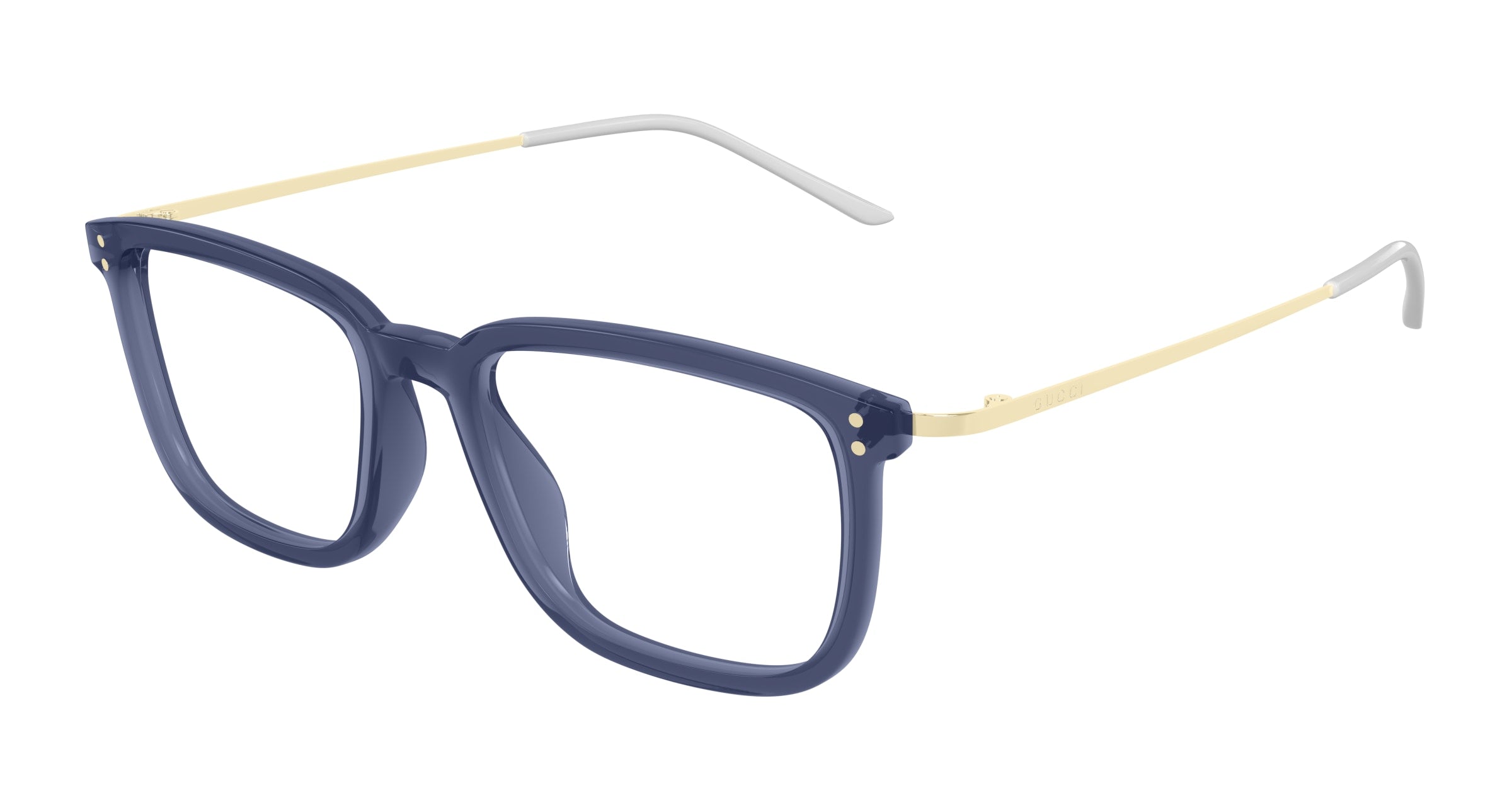 Gucci Uomo Gucci GG1709O 007 Montature da vista Acetato Blu Trasparente Squadrata
