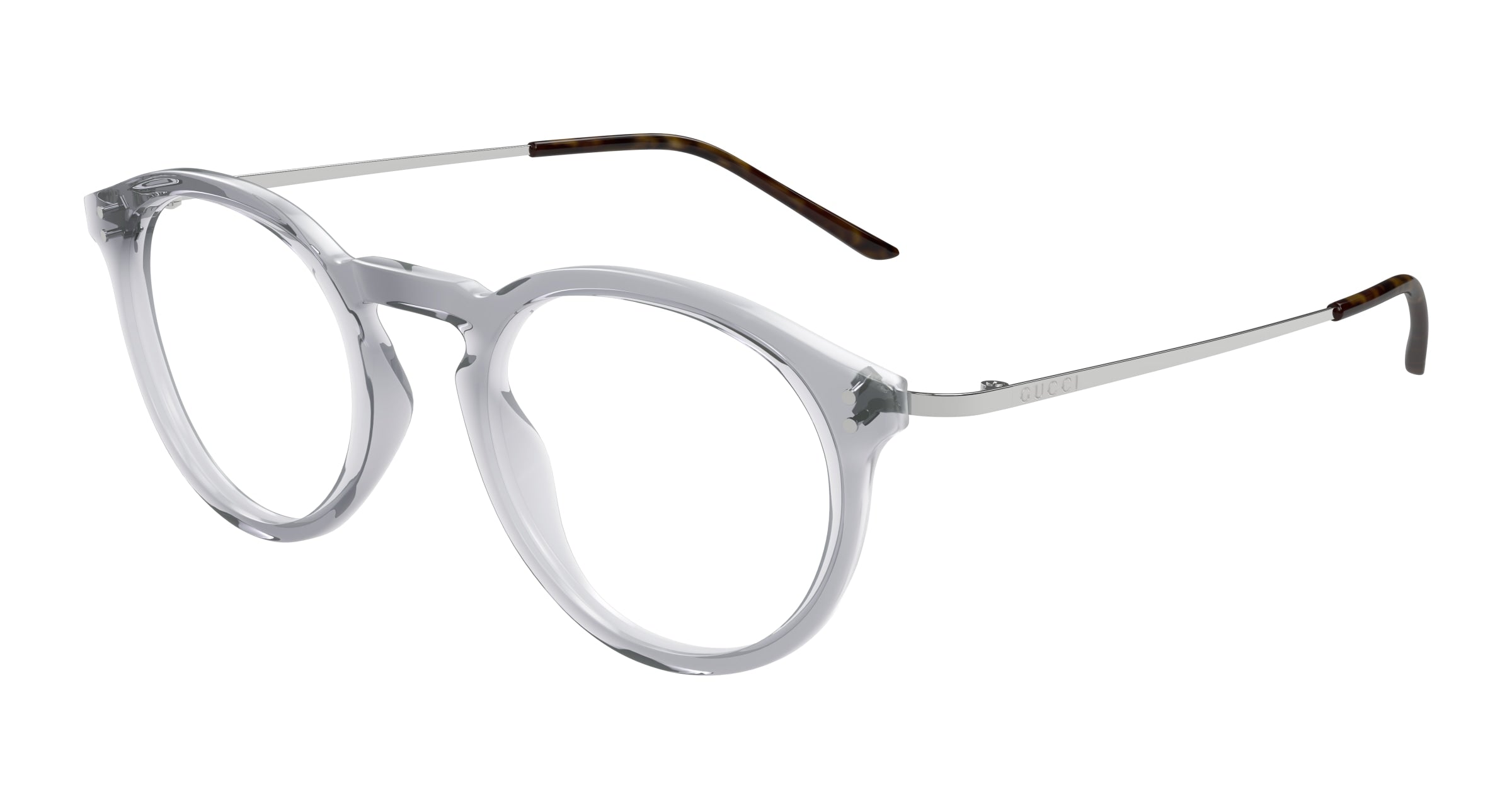 Gucci Uomo Gucci GG1710O 003 Montature da vista Acetato Grigio Trasparente Rotonda
