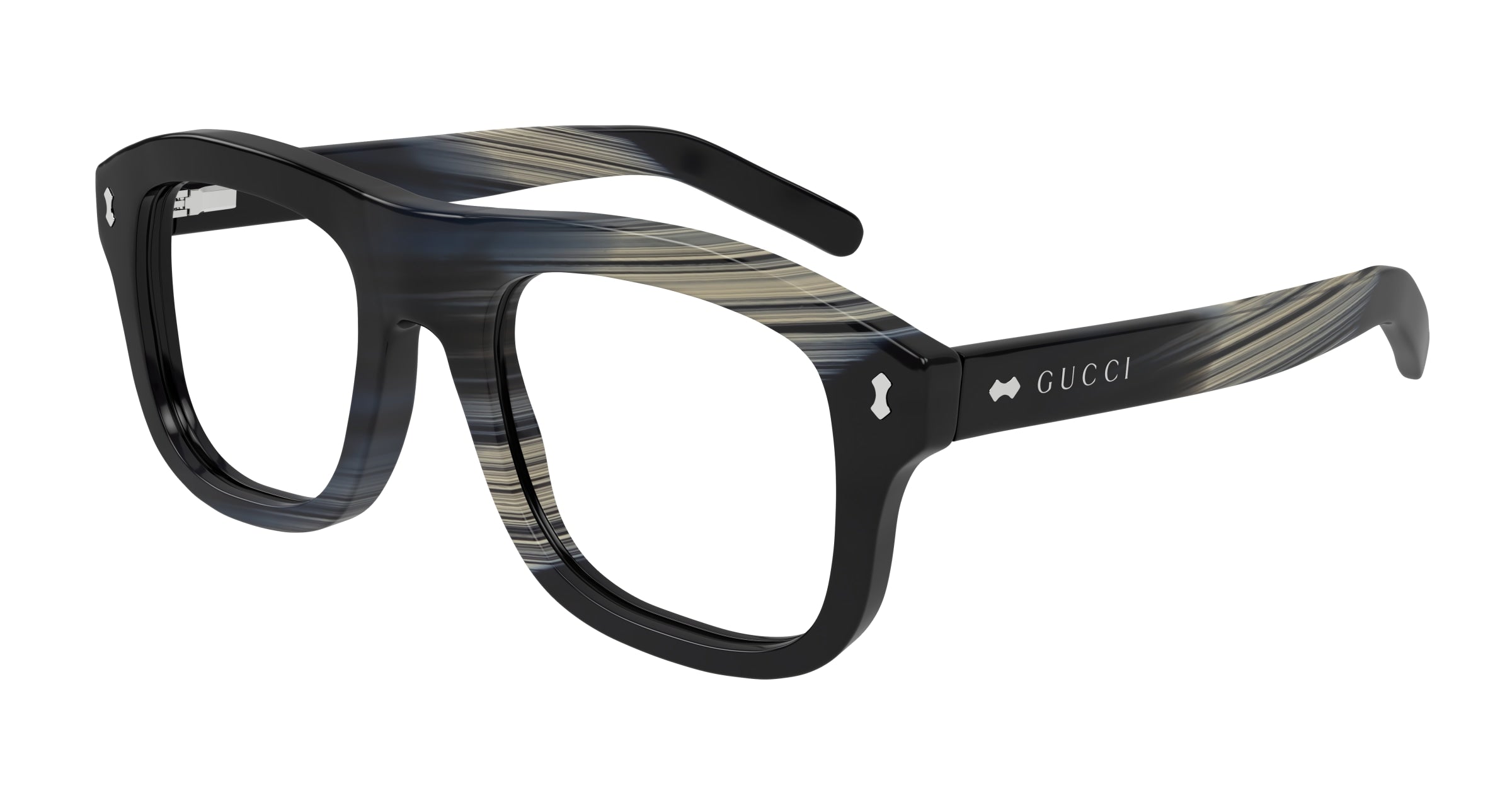 Gucci Uomo Gucci GG1712S 003 Occhiali da sole Acetato Nero Trasparente Pilot