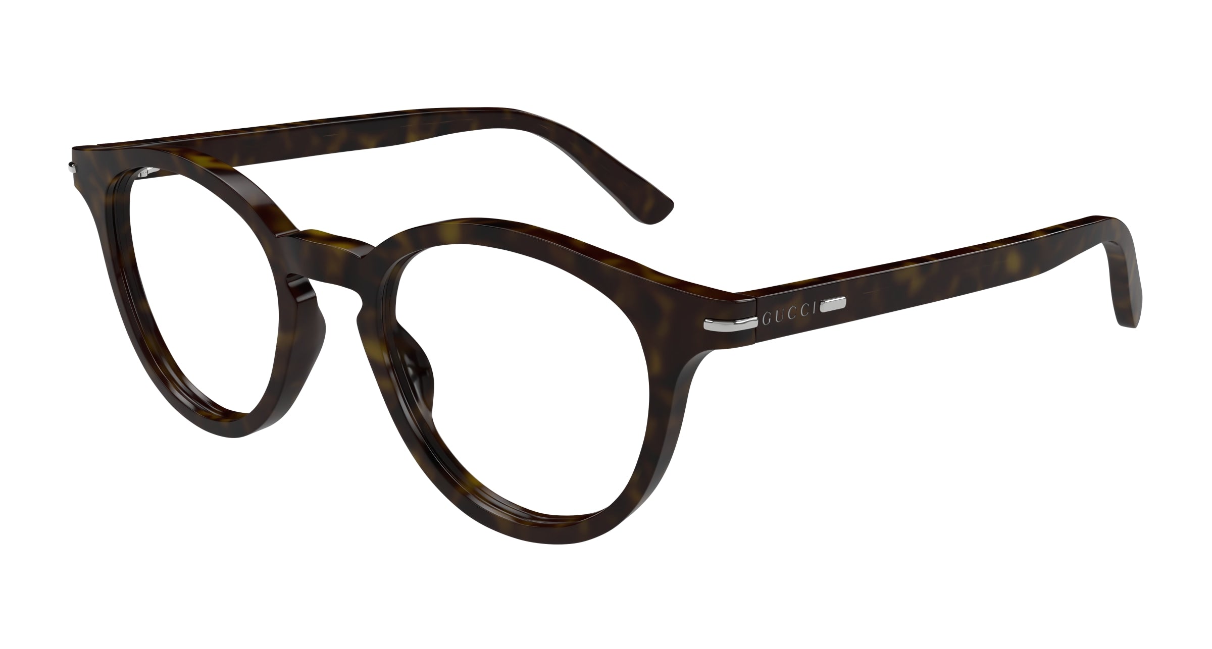 Gucci Uomo Gucci GG1727O 002 Montature da vista Acetato Havana Trasparente Rotonda