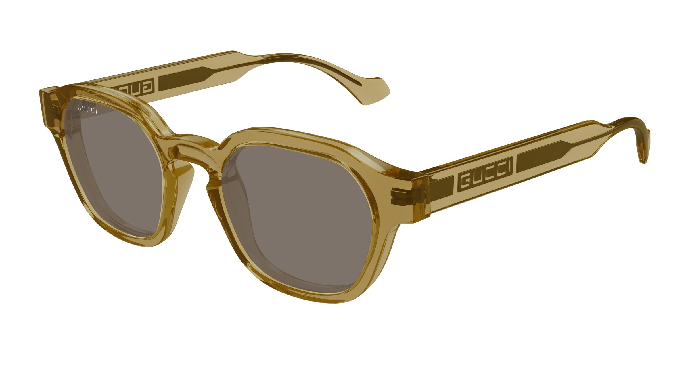 Gucci Uomo Gucci GG1730S 003 Occhiali da sole Iniettato Giallo Marrone Rotonda