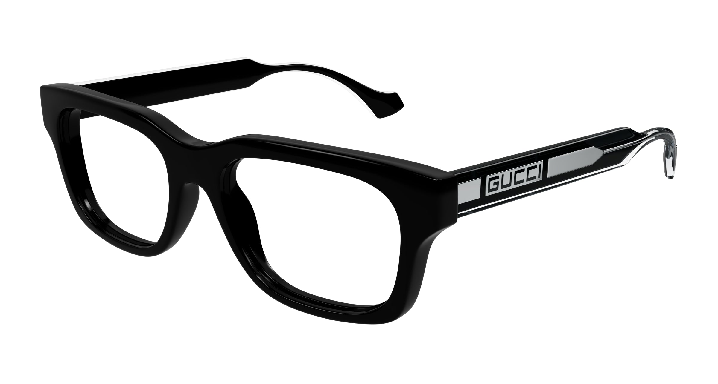 Gucci Uomo Gucci GG1731O 001 Montature da vista Acetato Nero Trasparente Squadrata Gucci Uomo Gucci GG1731O 001 Montature da vista Acetato Nero Trasparente Squadrata