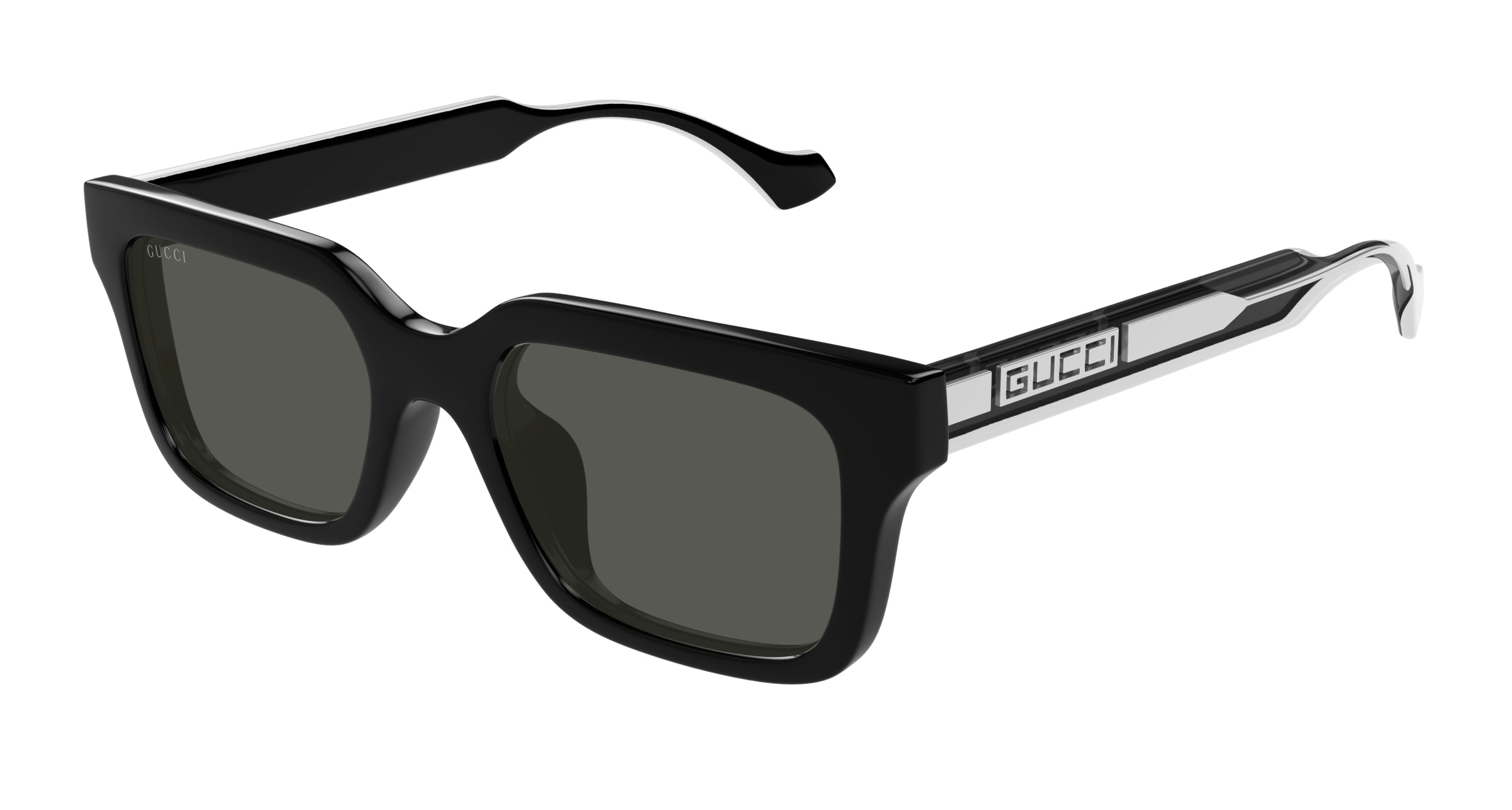 Gucci Uomo Gucci GG1732SK 001 Occhiali da sole Iniettato Nero Grigio Squadrata