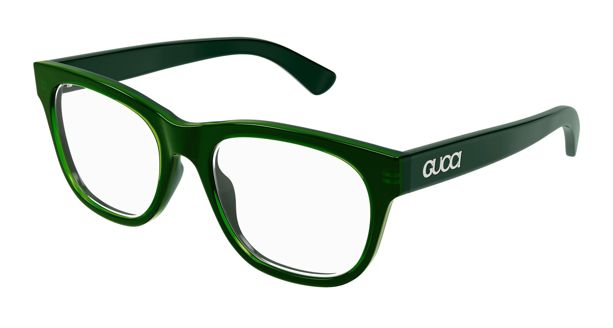 Gucci Uomo Gucci GG1796O 008 Montature da vista Acetato Verde Trasparente Squadrata
