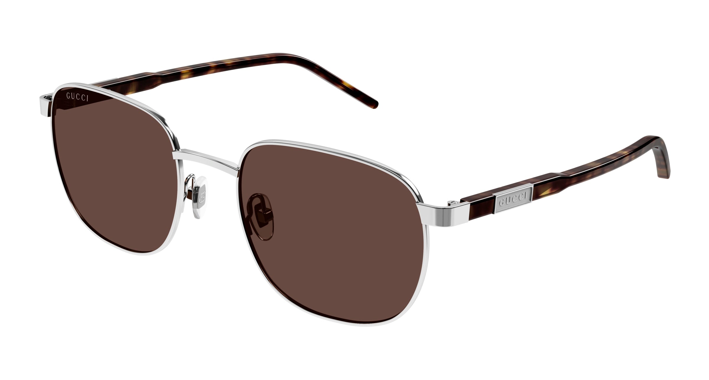 Gucci Uomo Gucci GG1799S 002 Occhiali da sole Metallo Argento Marrone Squadrata Gucci Uomo Gucci GG1799S 002 Occhiali da sole Metallo Argento Marrone Squadrata
