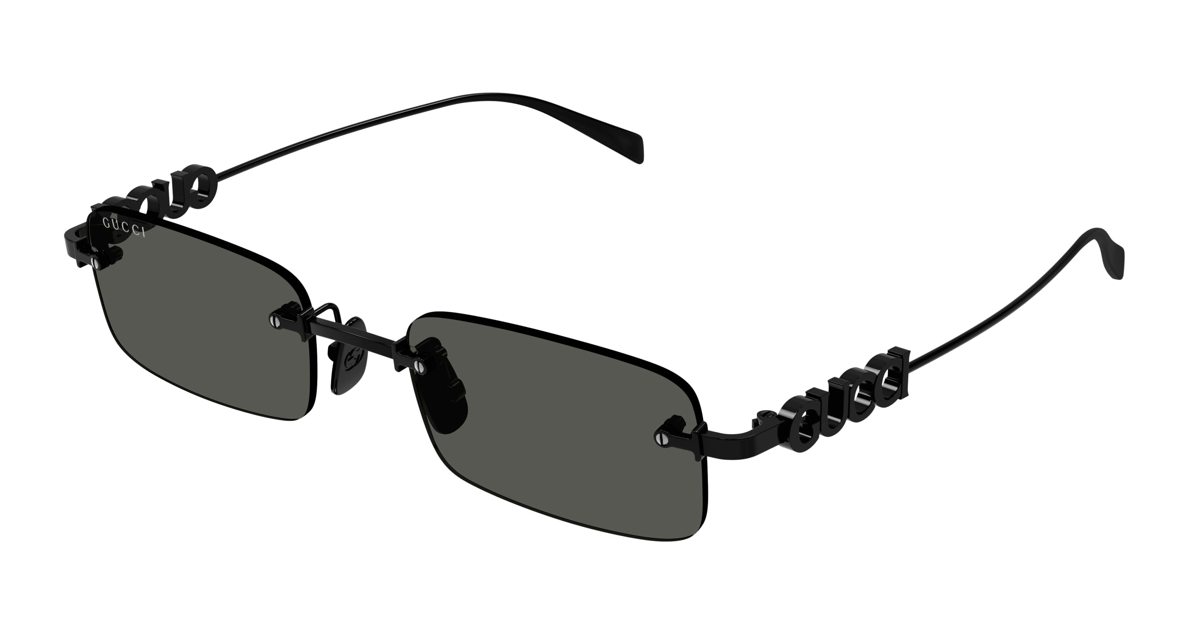 Gucci Uomo Gucci GG1808S 001 Occhiali da sole Metallo Nero Grigio Squadrata