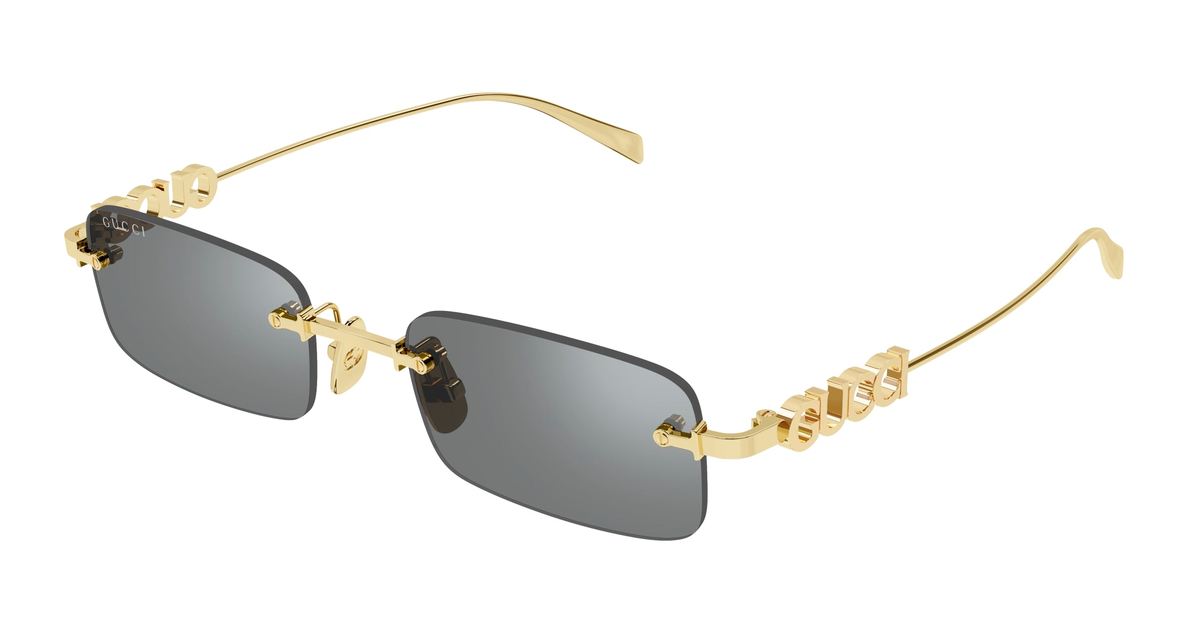 Gucci Uomo Gucci GG1808S 003 Occhiali da sole Metallo Oro Grigio Squadrata