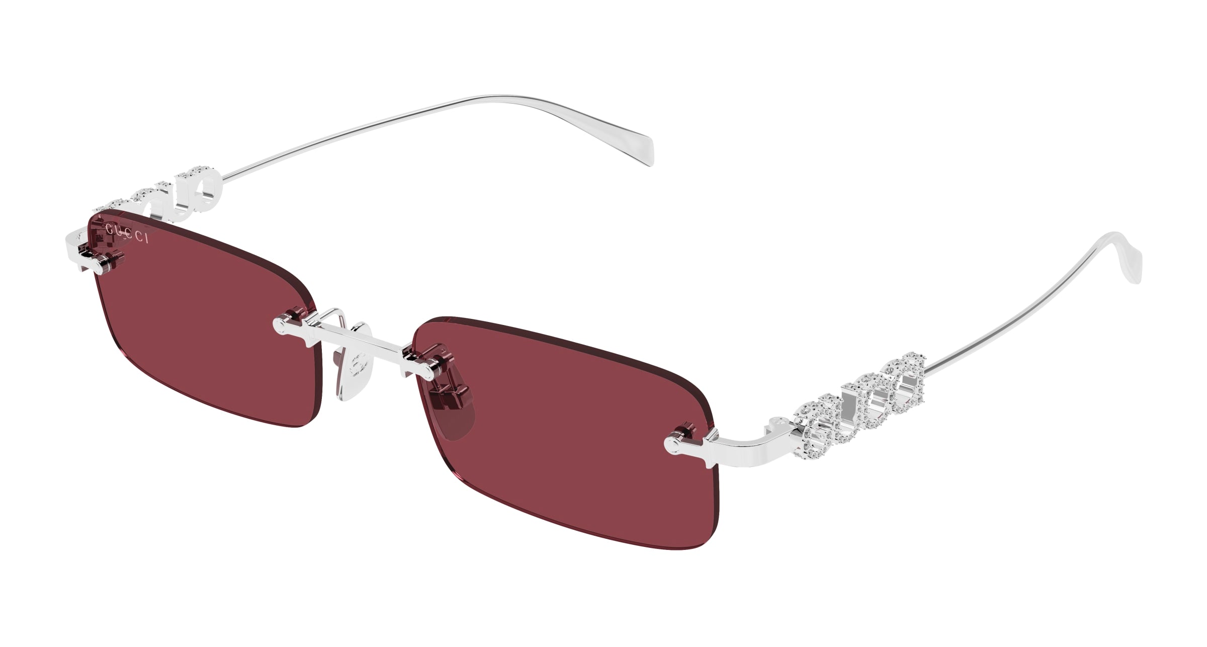 Gucci Uomo Gucci GG1808S 004 Occhiali da sole Metallo Argento Rosso Squadrata