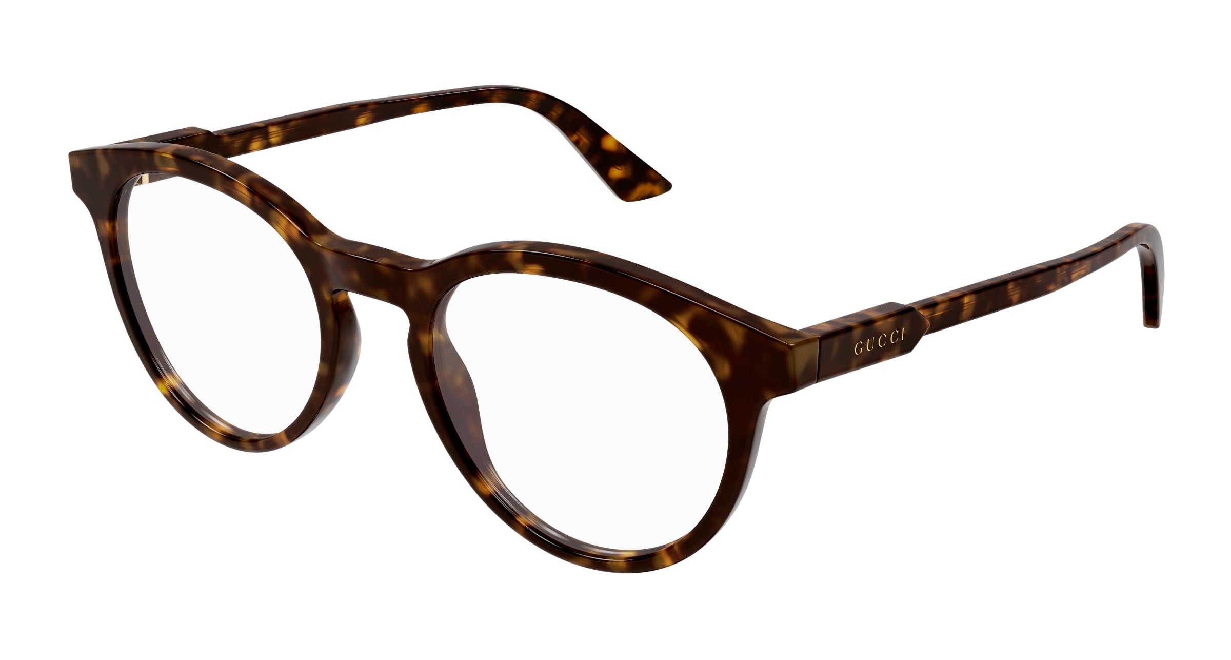 Gucci Uomo Gucci GG1822O 002 Montature da vista Acetato Havana Trasparente Rotonda