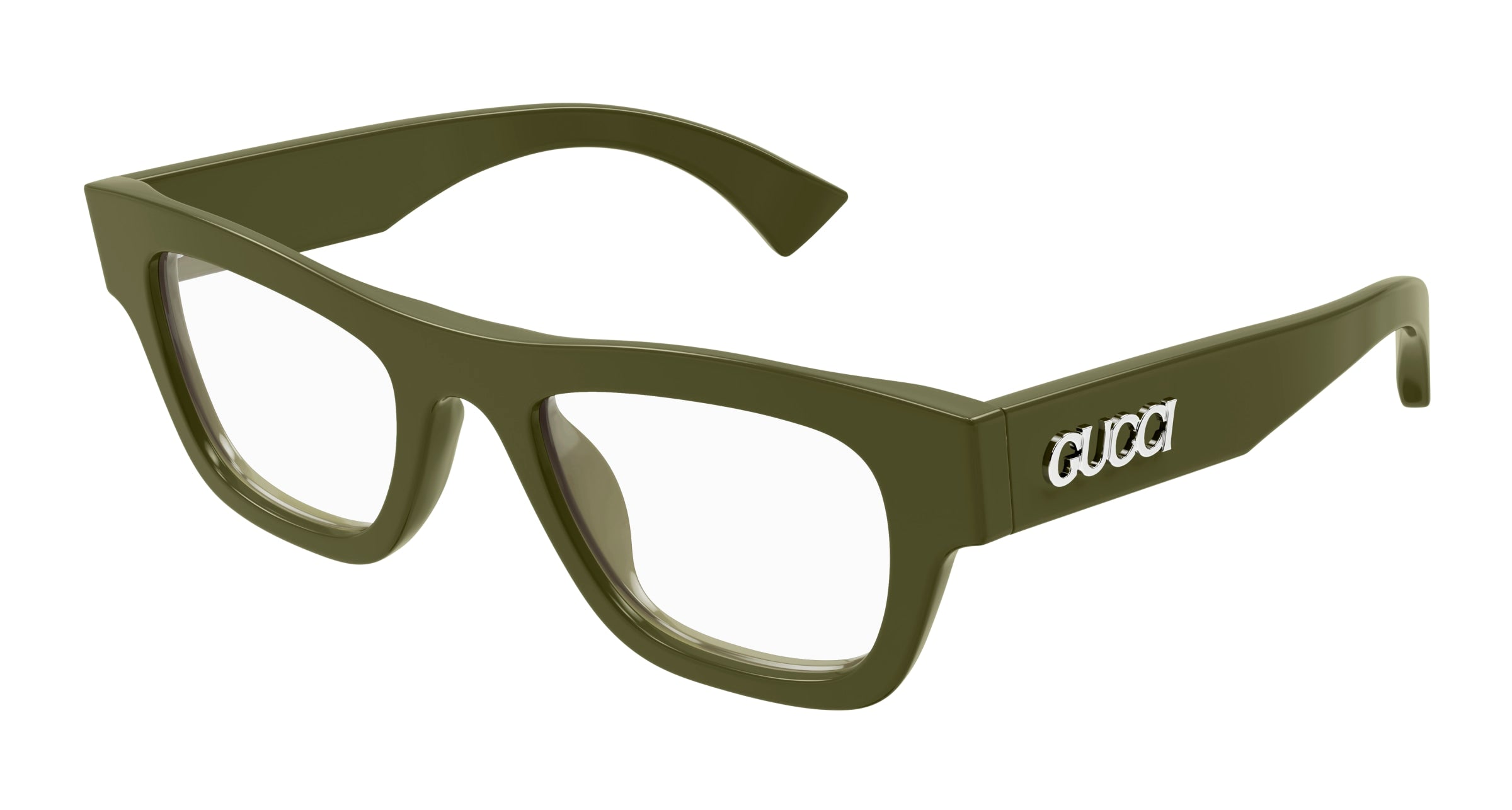 Gucci Uomo Gucci GG1840O 008 Montature da vista Acetato Verde Trasparente Squadrata