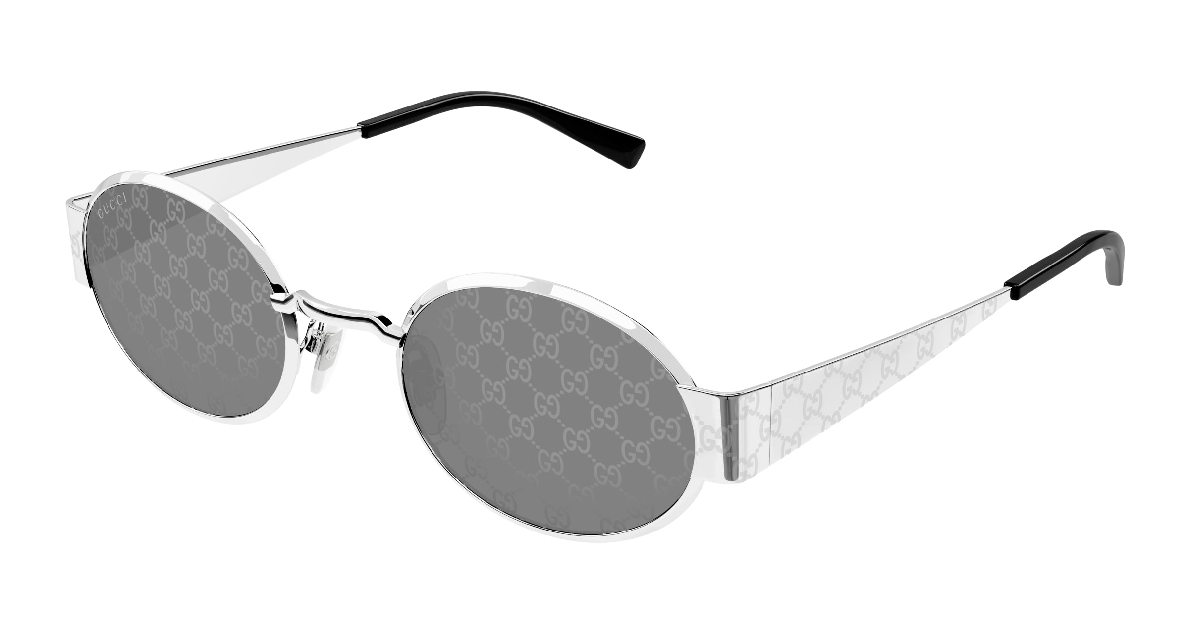 Gucci Uomo Gucci GG1854S 002 Occhiali da sole Metallo Argento Fumo Rotonda