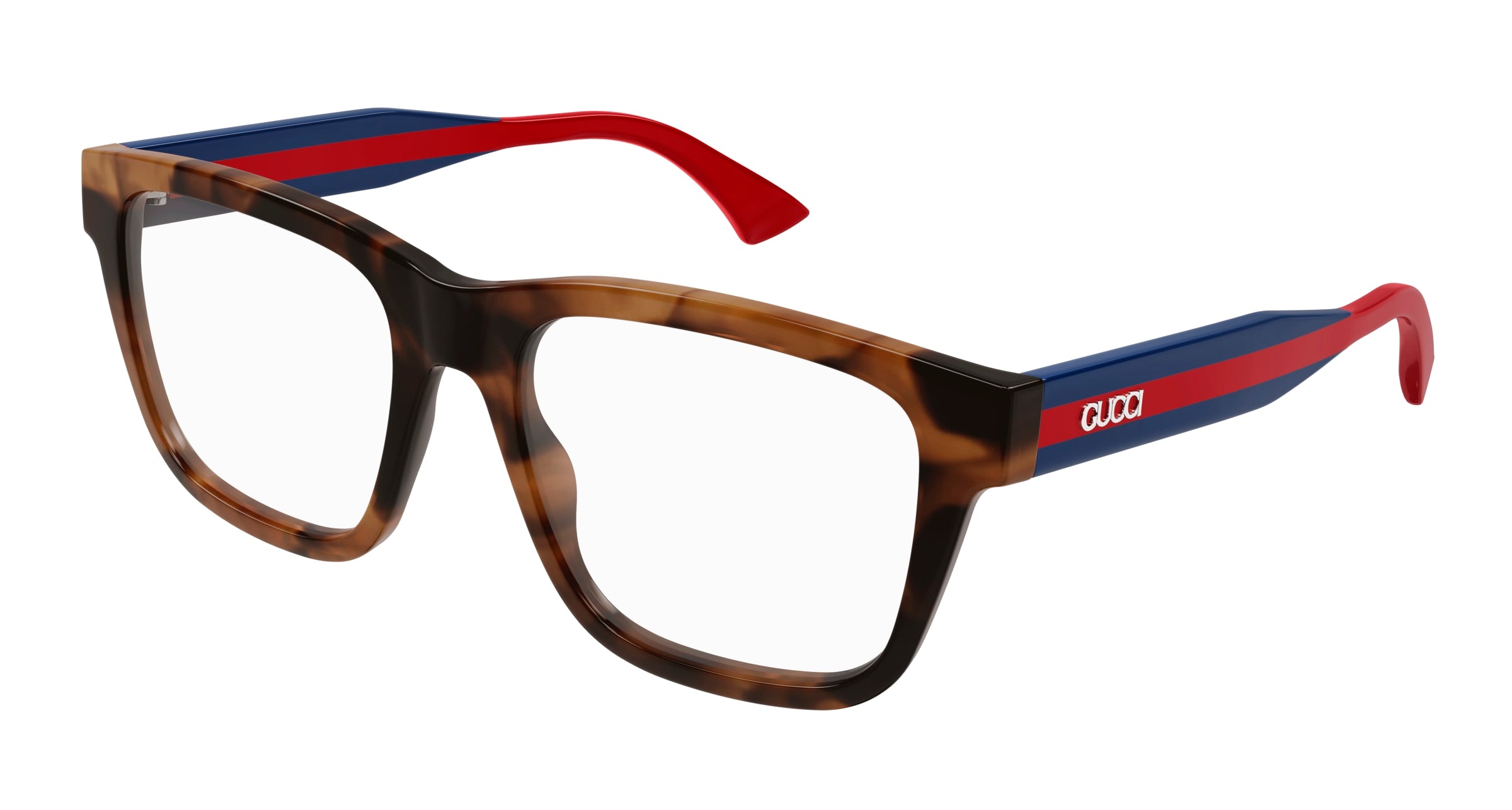 Gucci Uomo Gucci GG1870O 003 Montature da vista Acetato Havana Trasparente Squadrata