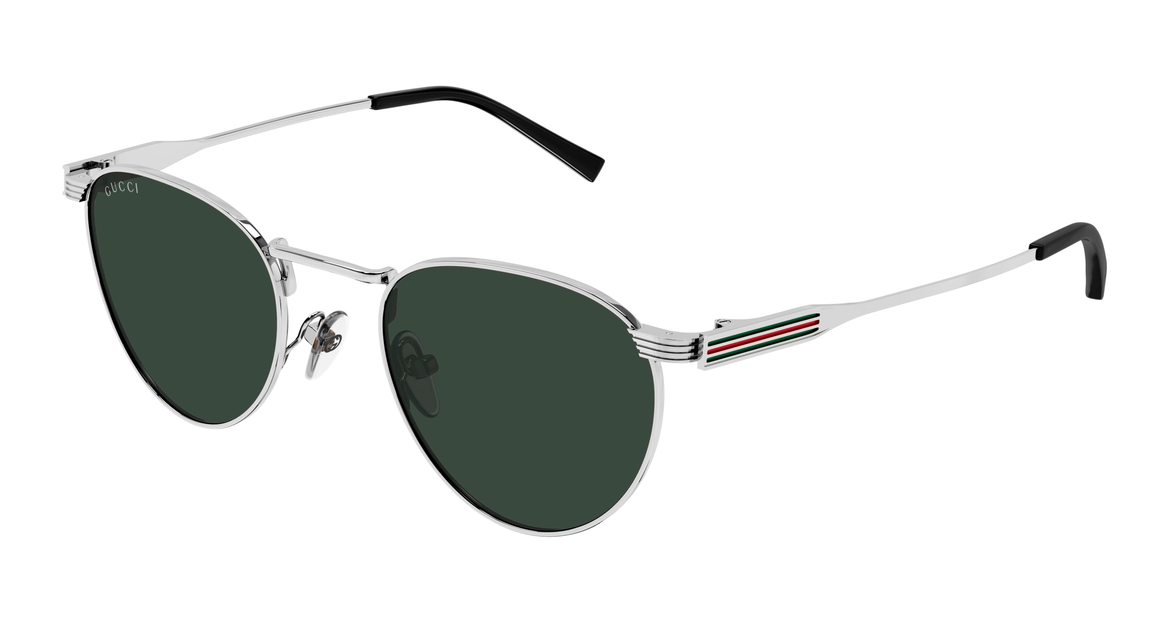 Gucci Uomo Gucci GG1875S 002 Occhiali da sole Metallo Argento Verde Rotonda