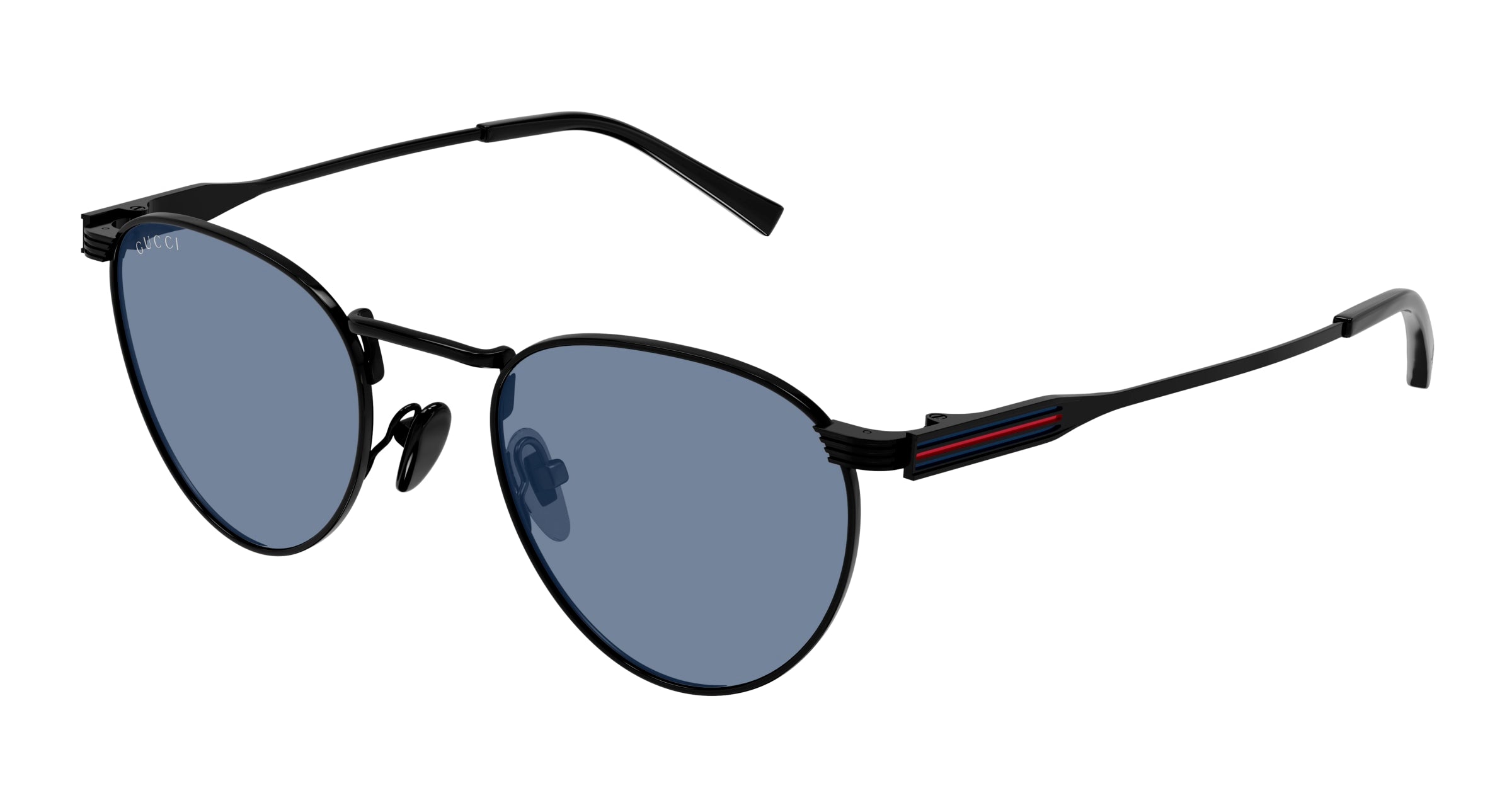 Gucci Uomo Gucci GG1875S 004 Occhiali da sole Metallo Nero Blu Rotonda