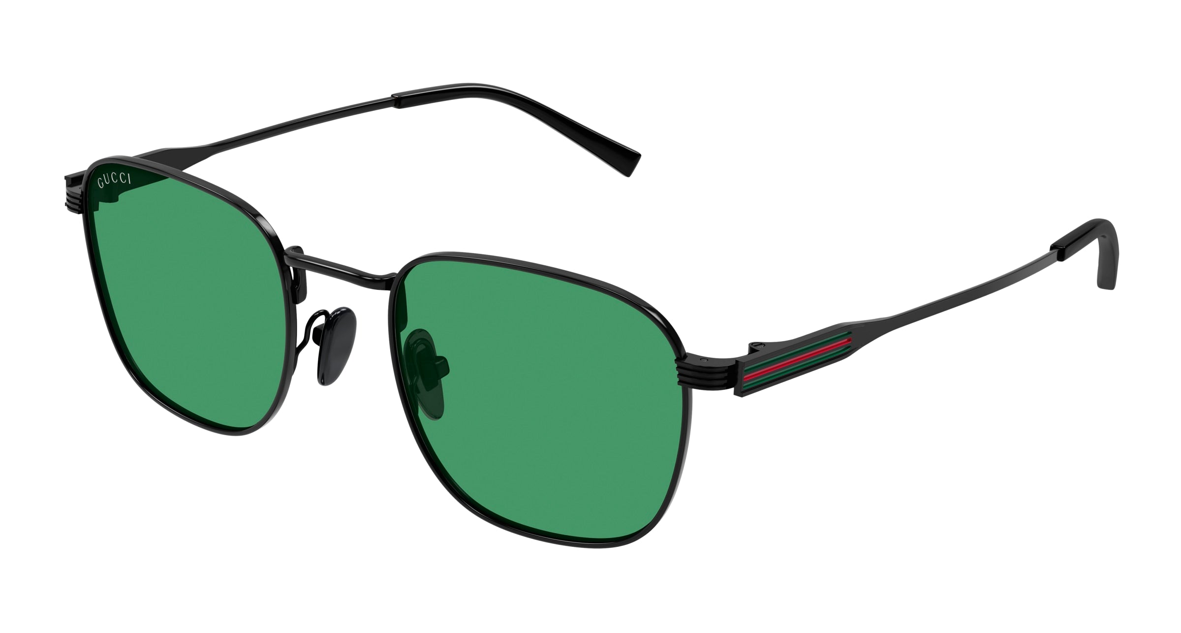 Gucci Uomo Gucci GG1876S 004 Occhiali da sole Metallo Nero Verde Rotonda