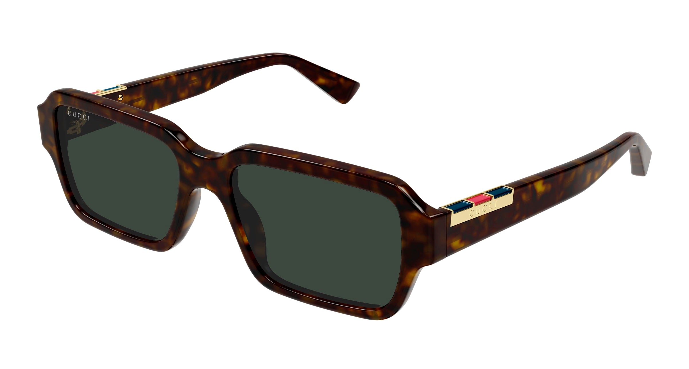 Gucci Uomo Gucci GG1887S 002 Occhiali da sole Acetato Havana Verde Squadrata