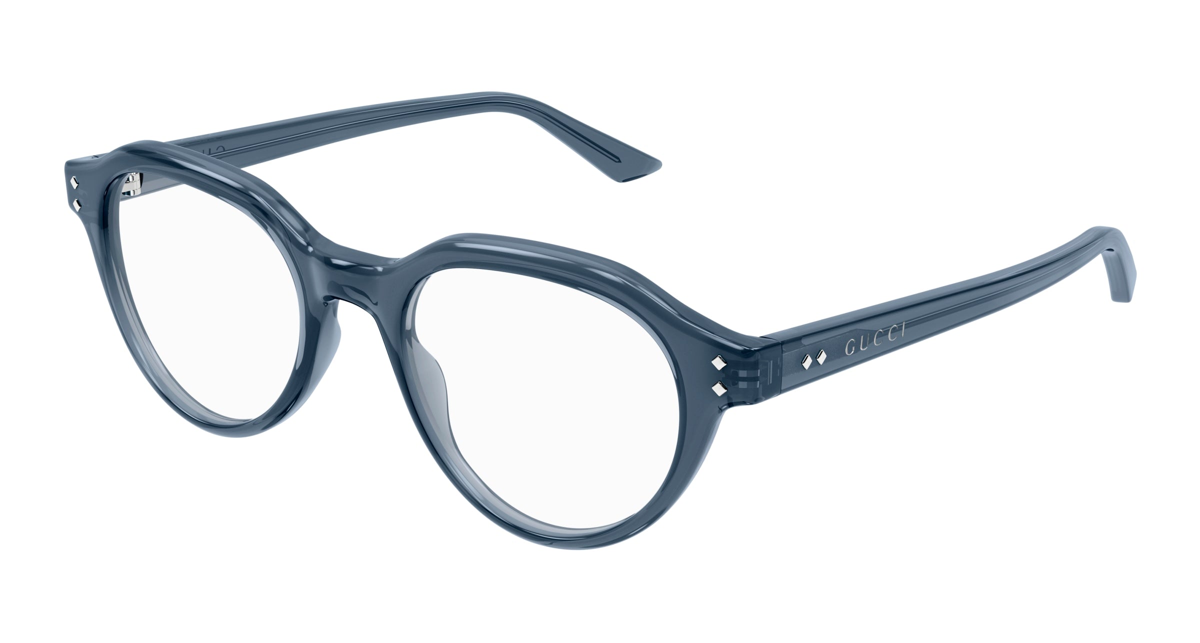 Gucci Uomo Gucci GG1894O 003 Montature da vista Acetato Blu Trasparente Rotonda