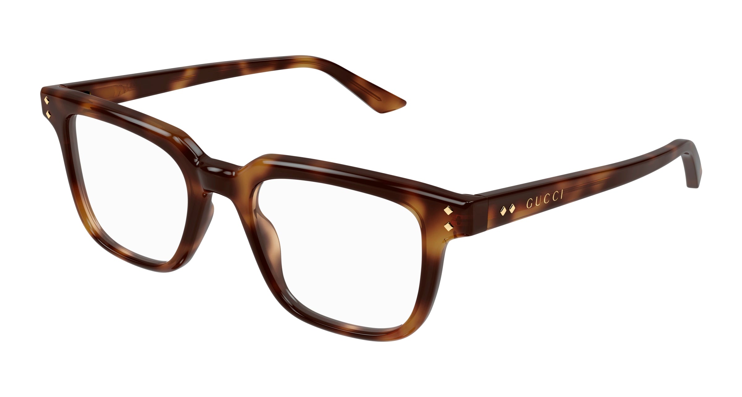 Gucci Uomo Gucci GG1895O 002 Montature da vista Acetato Havana Trasparente Squadrata