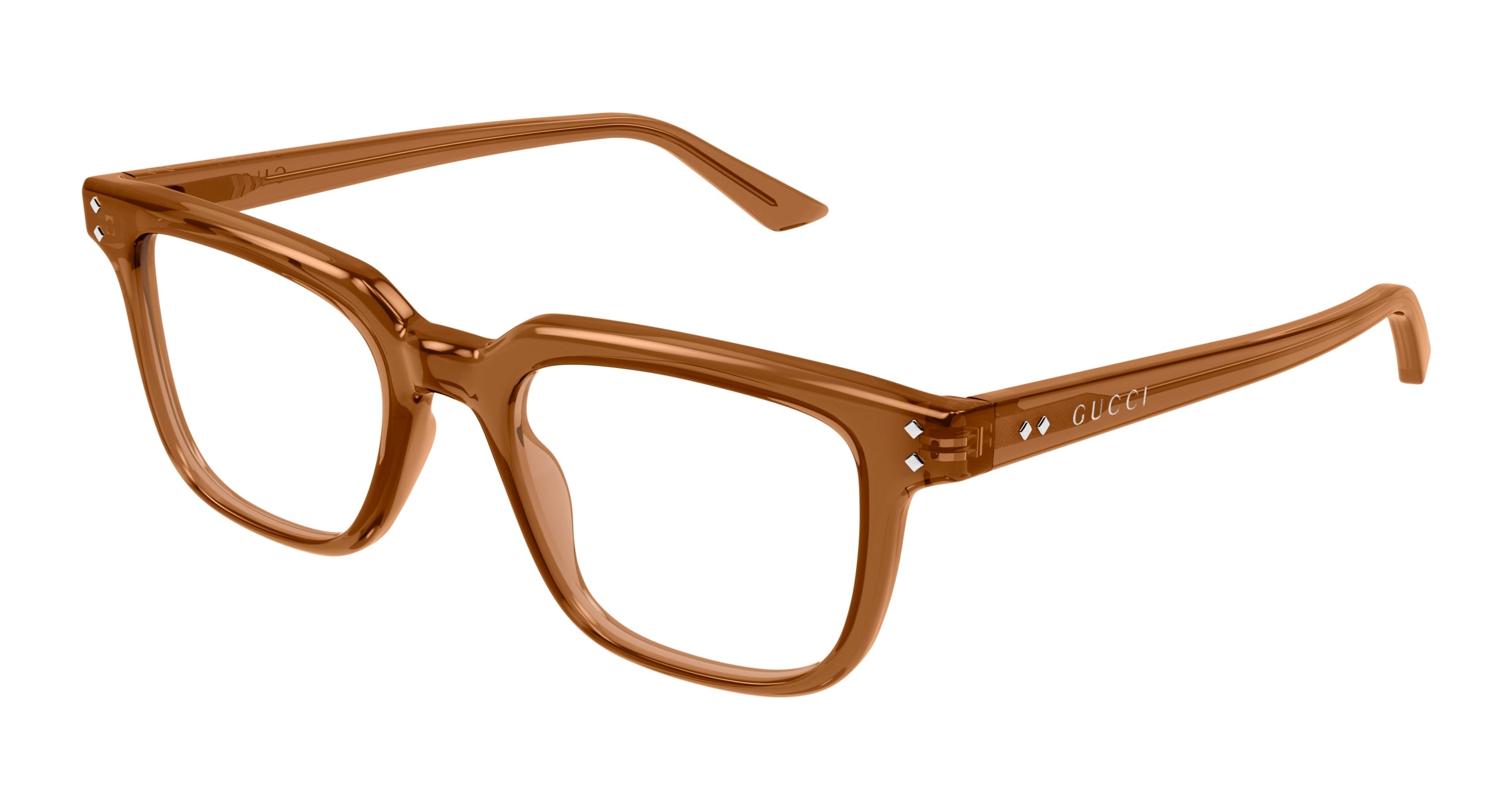 Gucci Uomo Gucci GG1895O 004 Montature da vista Acetato Marrone Trasparente Squadrata