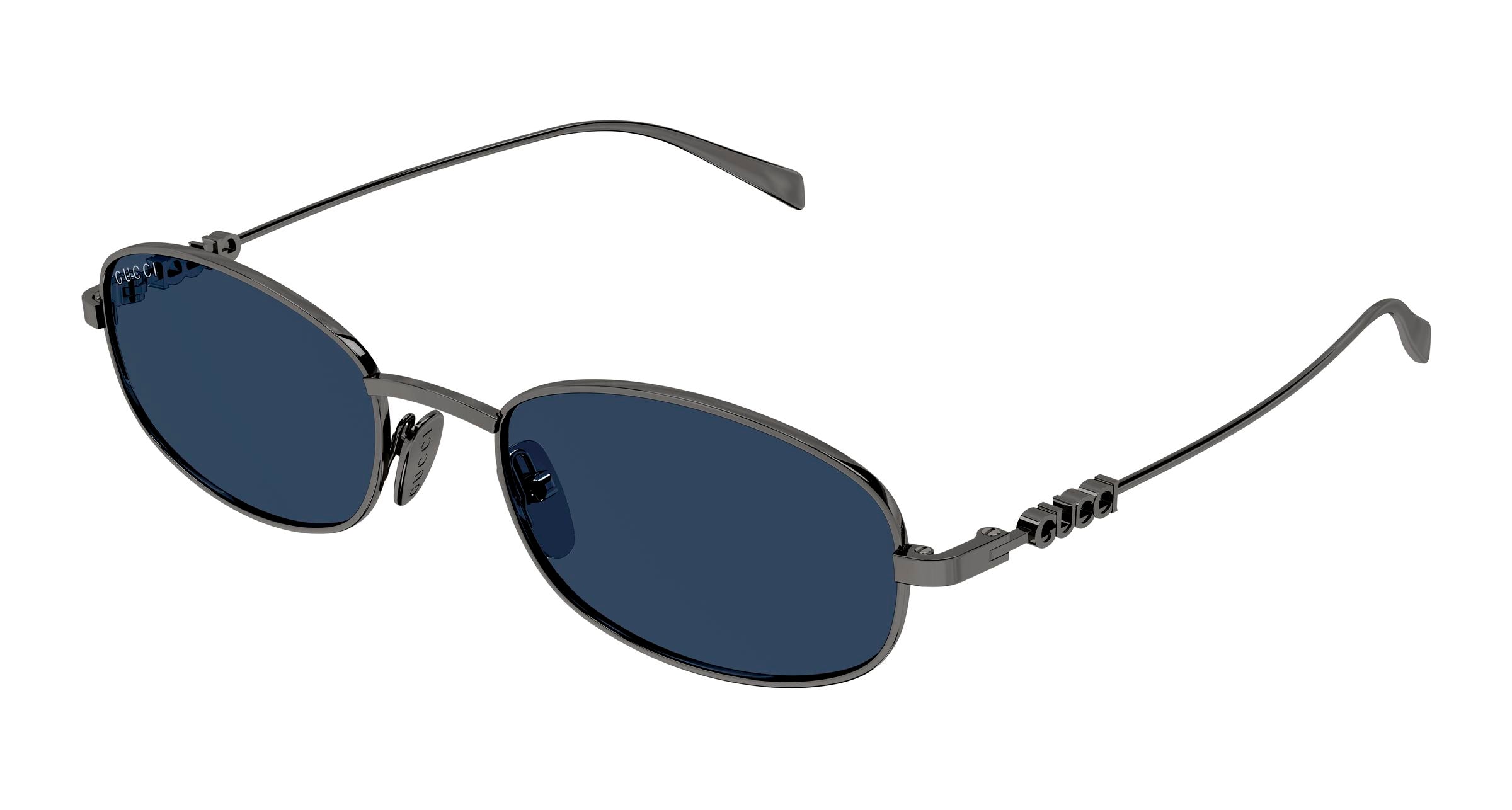 Gucci Uomo Gucci GG1940S 001 Occhiali da sole Metallo Rutenio Blu Rotonda