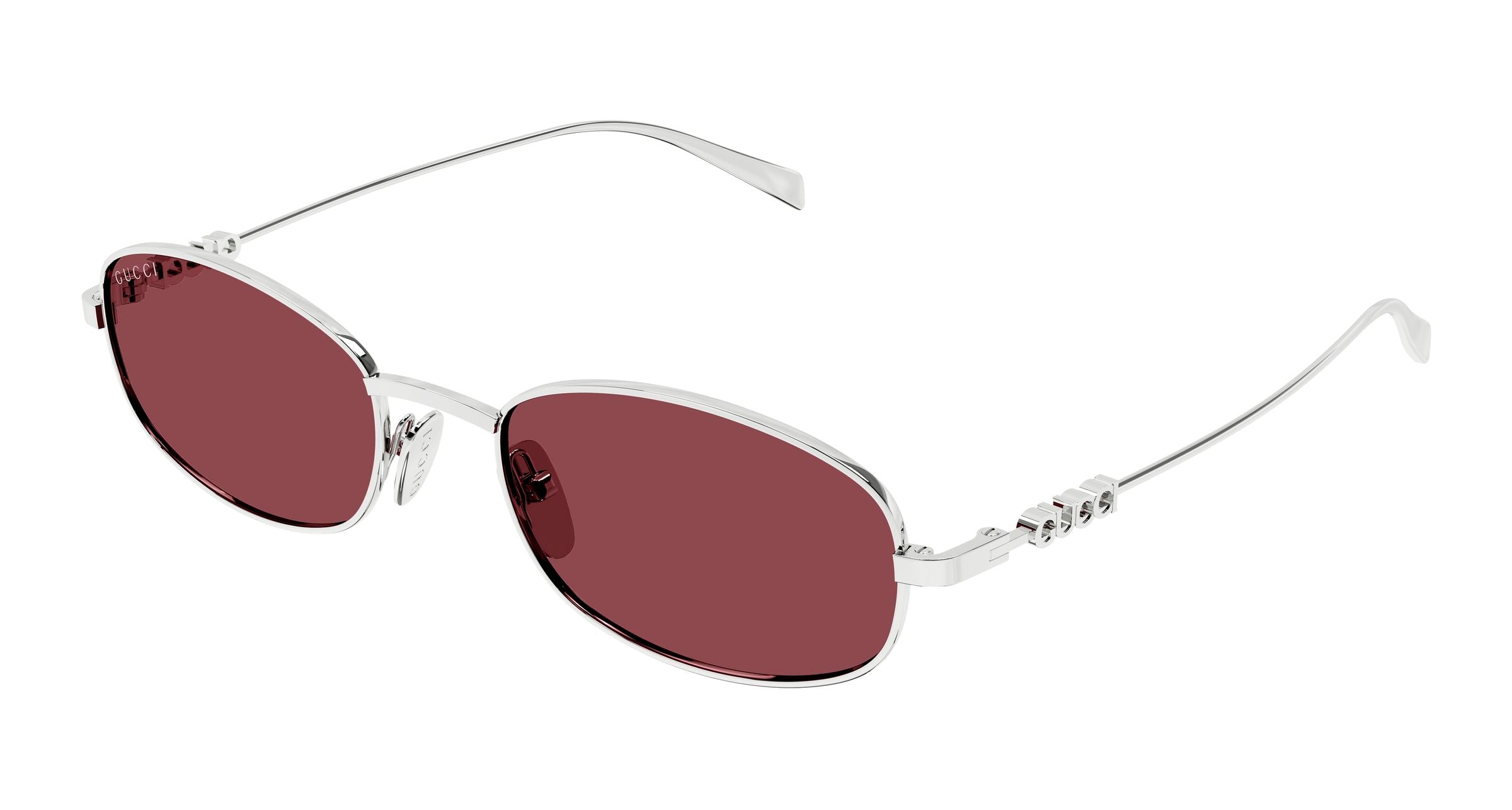 Gucci Uomo Gucci GG1940S 003 Occhiali da sole Metallo Argento Rosso Rotonda Gucci Uomo Gucci GG1940S 003 Occhiali da sole Metallo Argento Rosso Rotonda