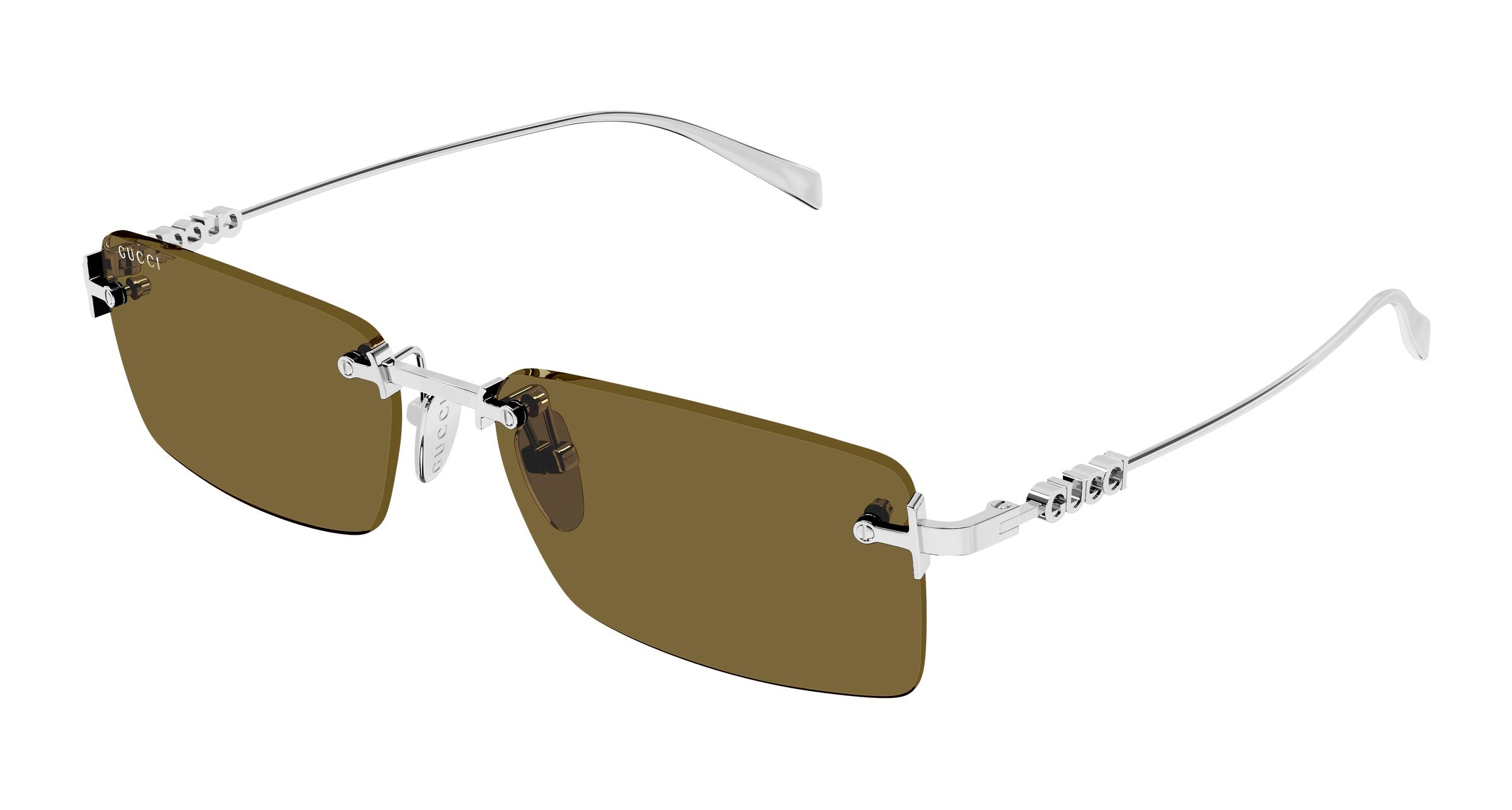 Gucci Uomo Gucci GG1941S 002 Occhiali da sole Metallo Argento Marrone Squadrata