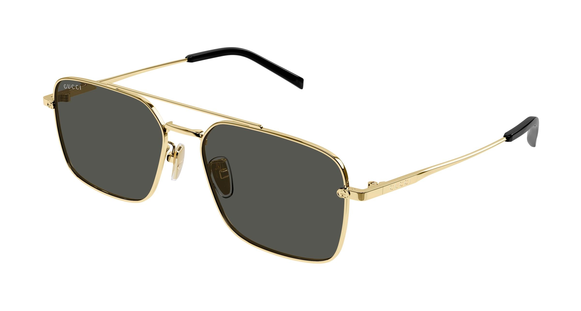 Gucci Uomo Gucci GG1957SA 001 Occhiali da sole Metallo Oro Grigio Squadrata
