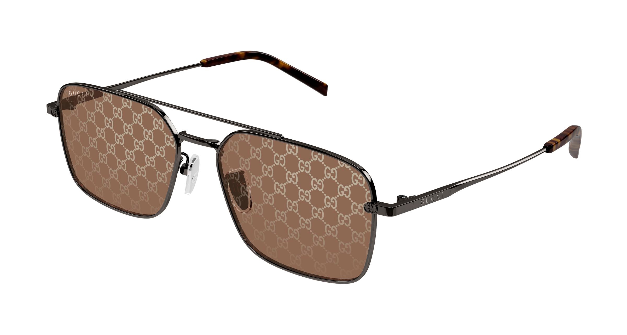 Gucci Uomo Gucci GG1957SA 005 Occhiali da sole Metallo Grigio Marrone Squadrata Gucci Uomo Gucci GG1957SA 005 Occhiali da sole Metallo Grigio Marrone Squadrata