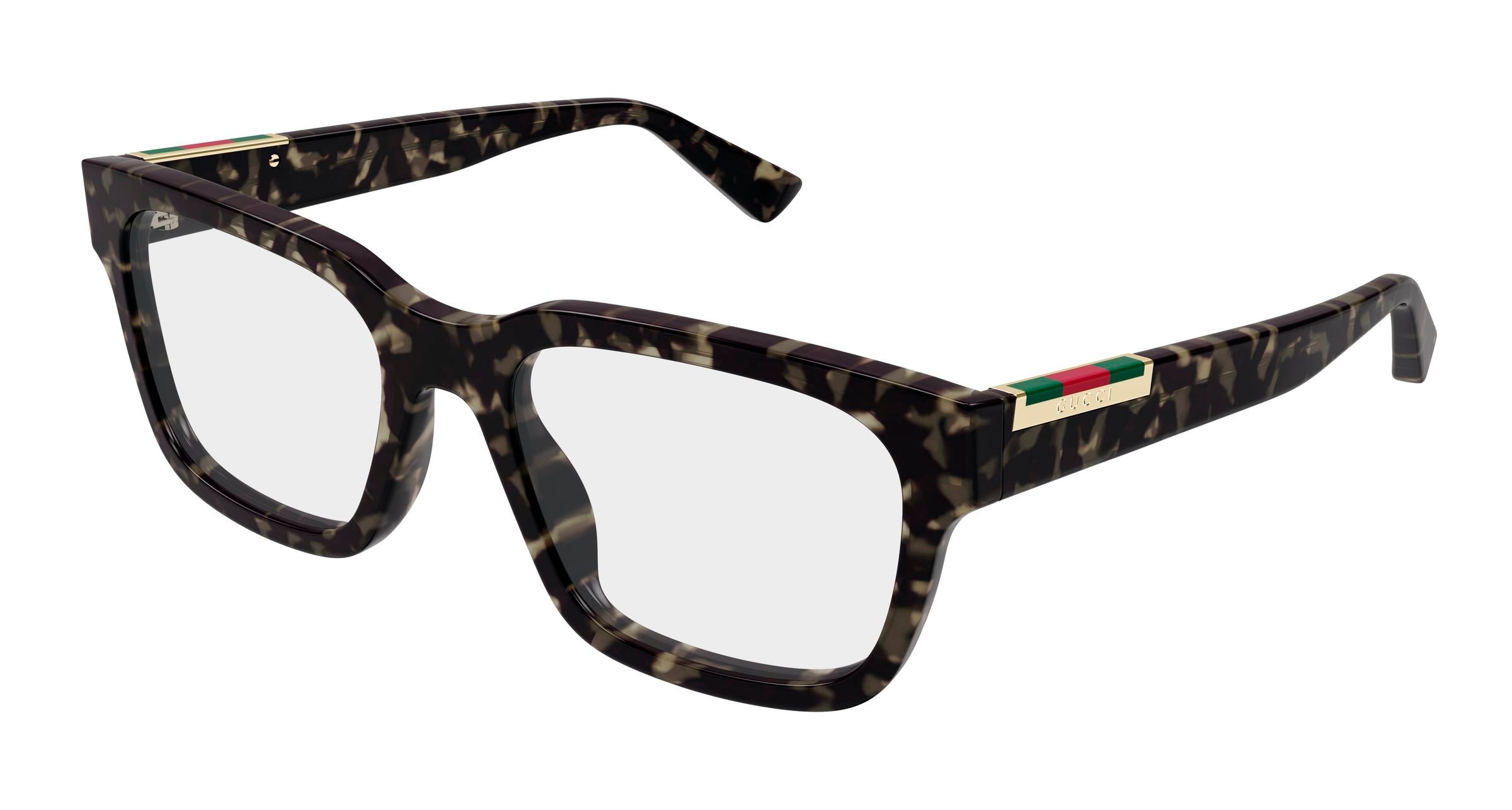 Gucci Uomo Gucci GG1961O 003 Montature da vista Acetato Havana Trasparente Squadrata