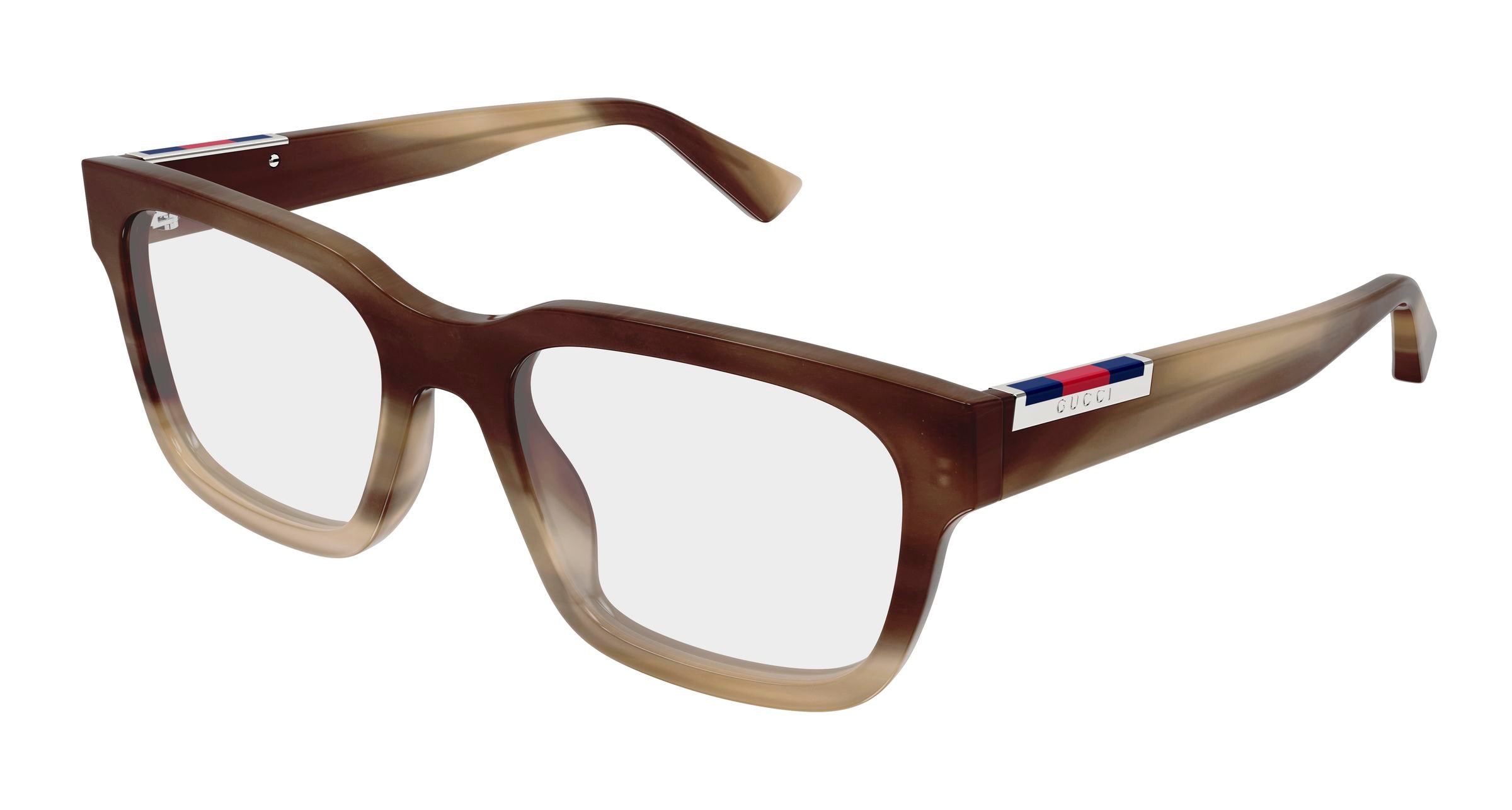 Gucci Uomo Gucci GG1961O 004 Montature da vista Acetato Havana Trasparente Squadrata
