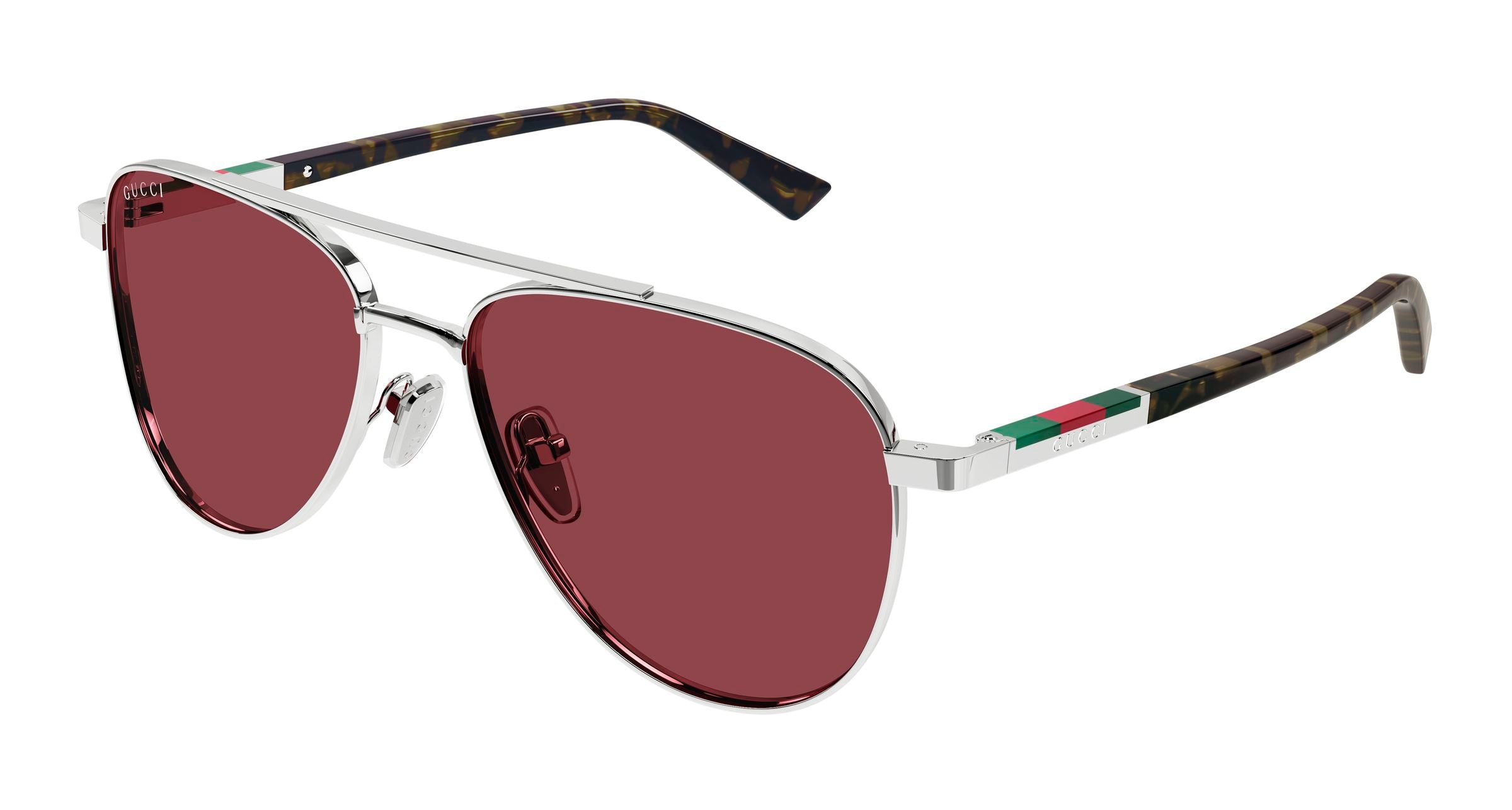 Gucci Uomo Gucci GG1962S 003 Occhiali da sole Metallo Argento Rosso Pilot Gucci Uomo Gucci GG1962S 003 Occhiali da sole Metallo Argento Rosso Pilot