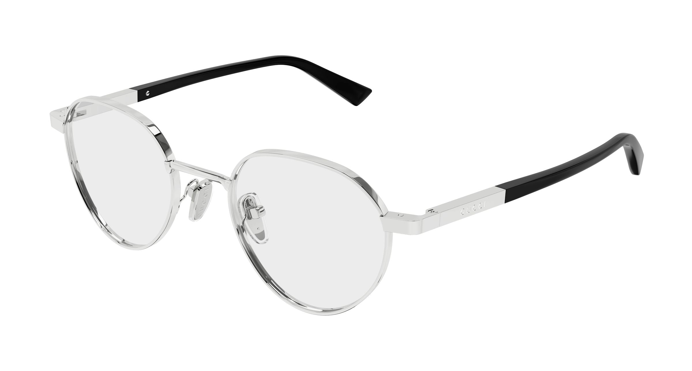 Gucci Uomo Gucci GG1963O 001 Montature da vista Metallo Argento Trasparente Rotonda Gucci Uomo Gucci GG1963O 001 Montature da vista Metallo Argento Trasparente Rotonda