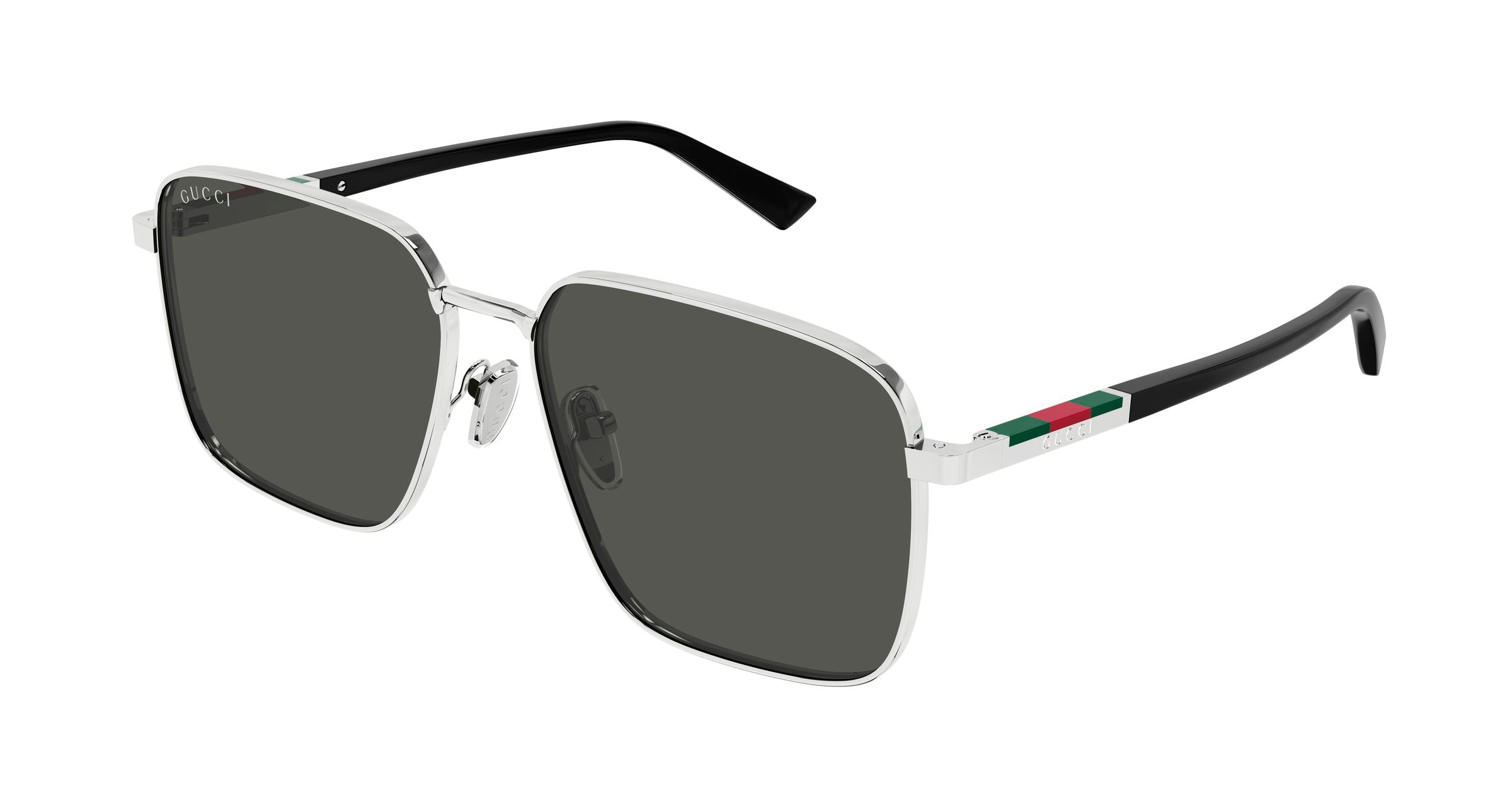 Gucci Uomo Gucci GG1965SK 001 Occhiali da sole Metallo Argento Grigio Squadrata