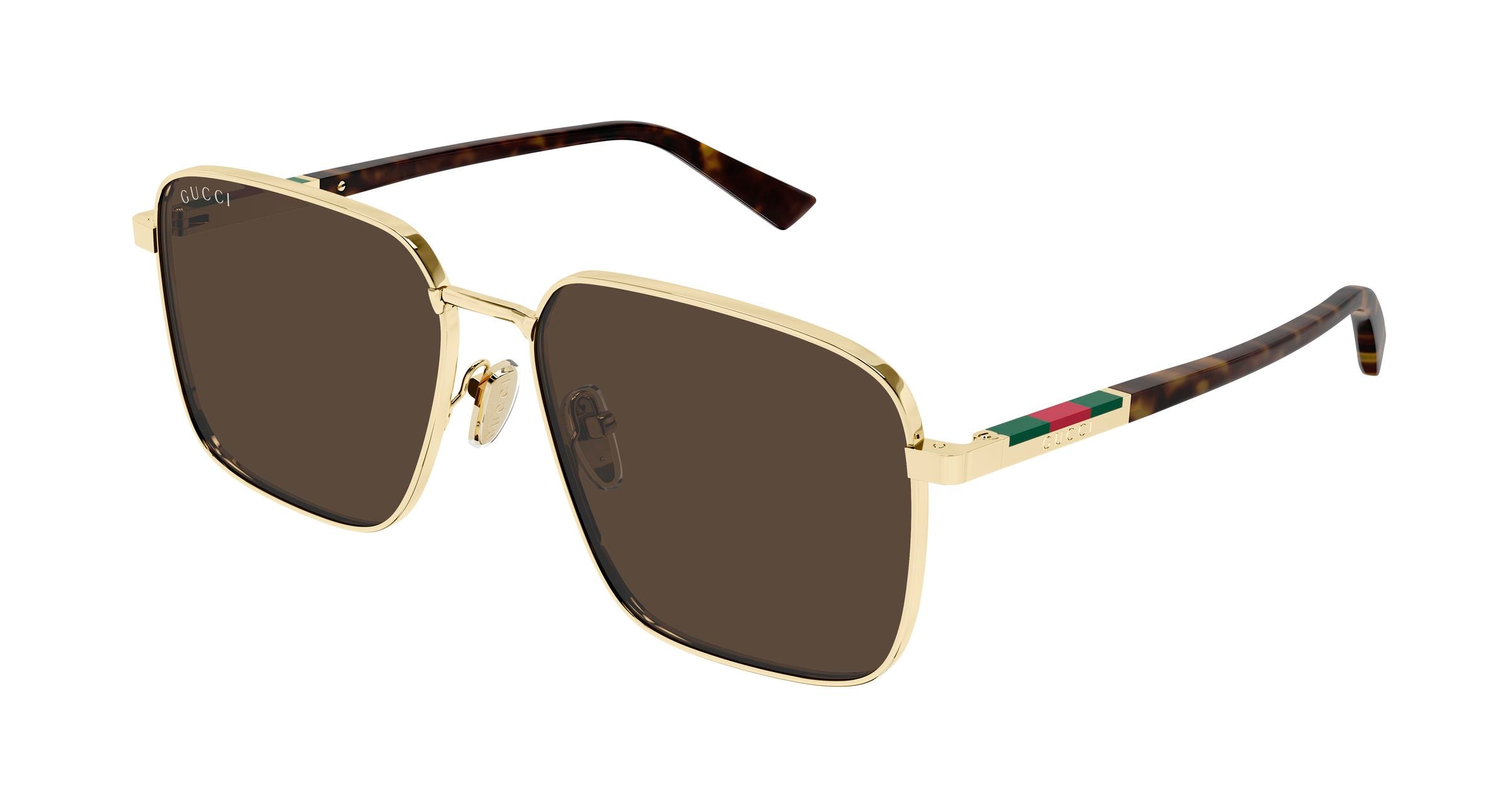 Gucci Uomo Gucci GG1965SK 002 Occhiali da sole Metallo Oro Marrone Squadrata