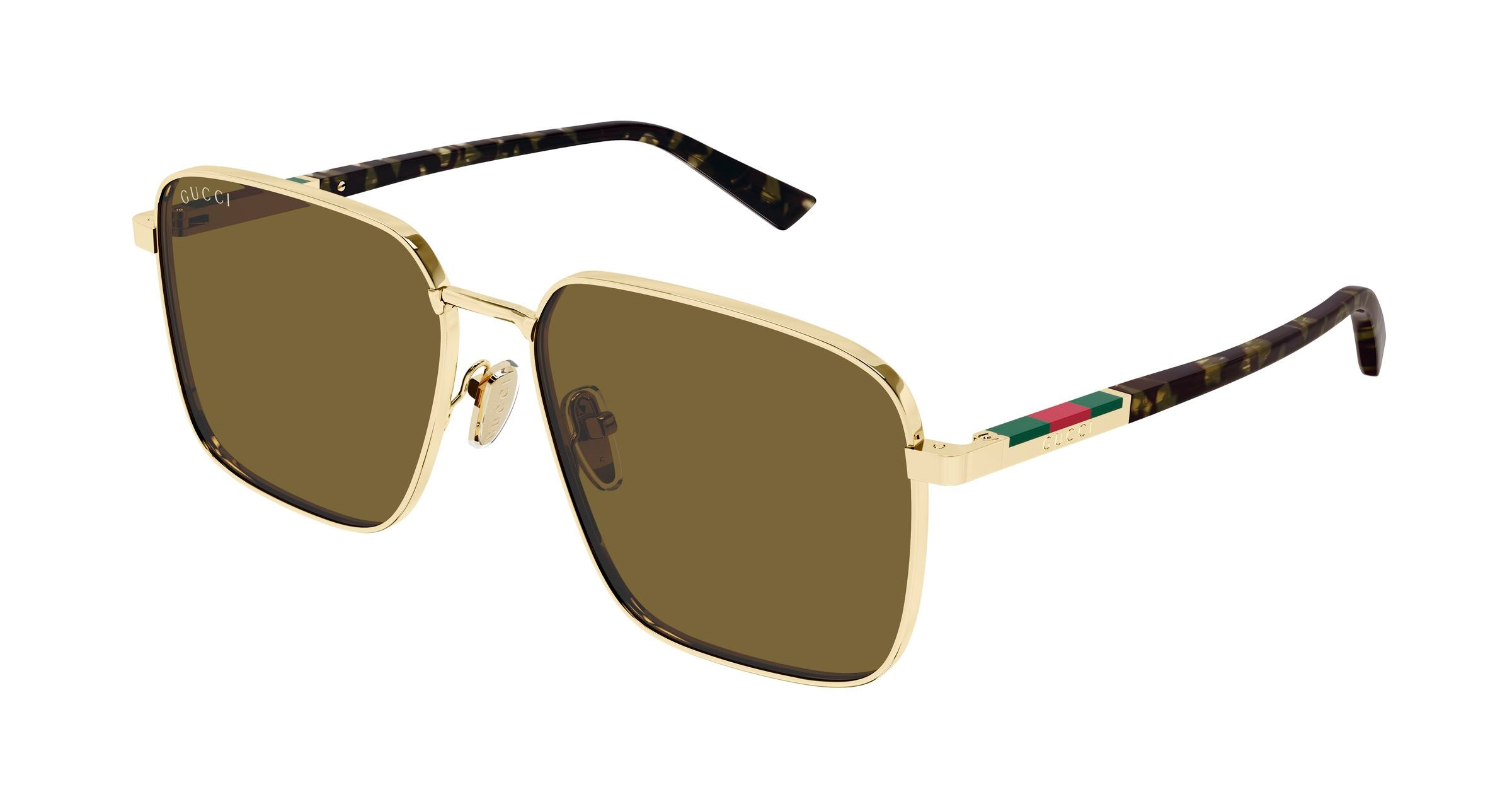 Gucci Uomo Gucci GG1965SK 003 Occhiali da sole Metallo Oro Marrone Squadrata