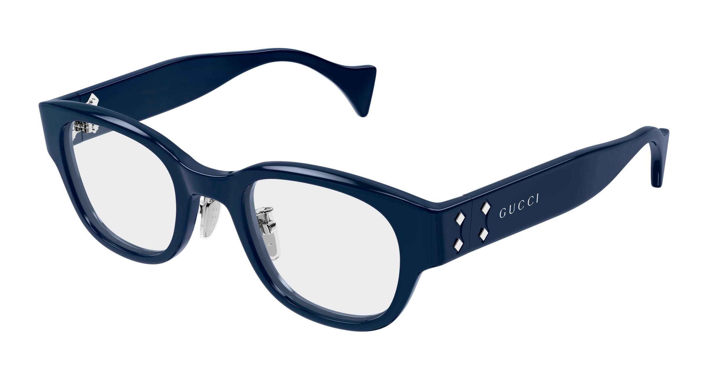 Gucci Uomo Gucci GG2001OJ 004 Montature da vista Acetato Blu Trasparente Rotonda