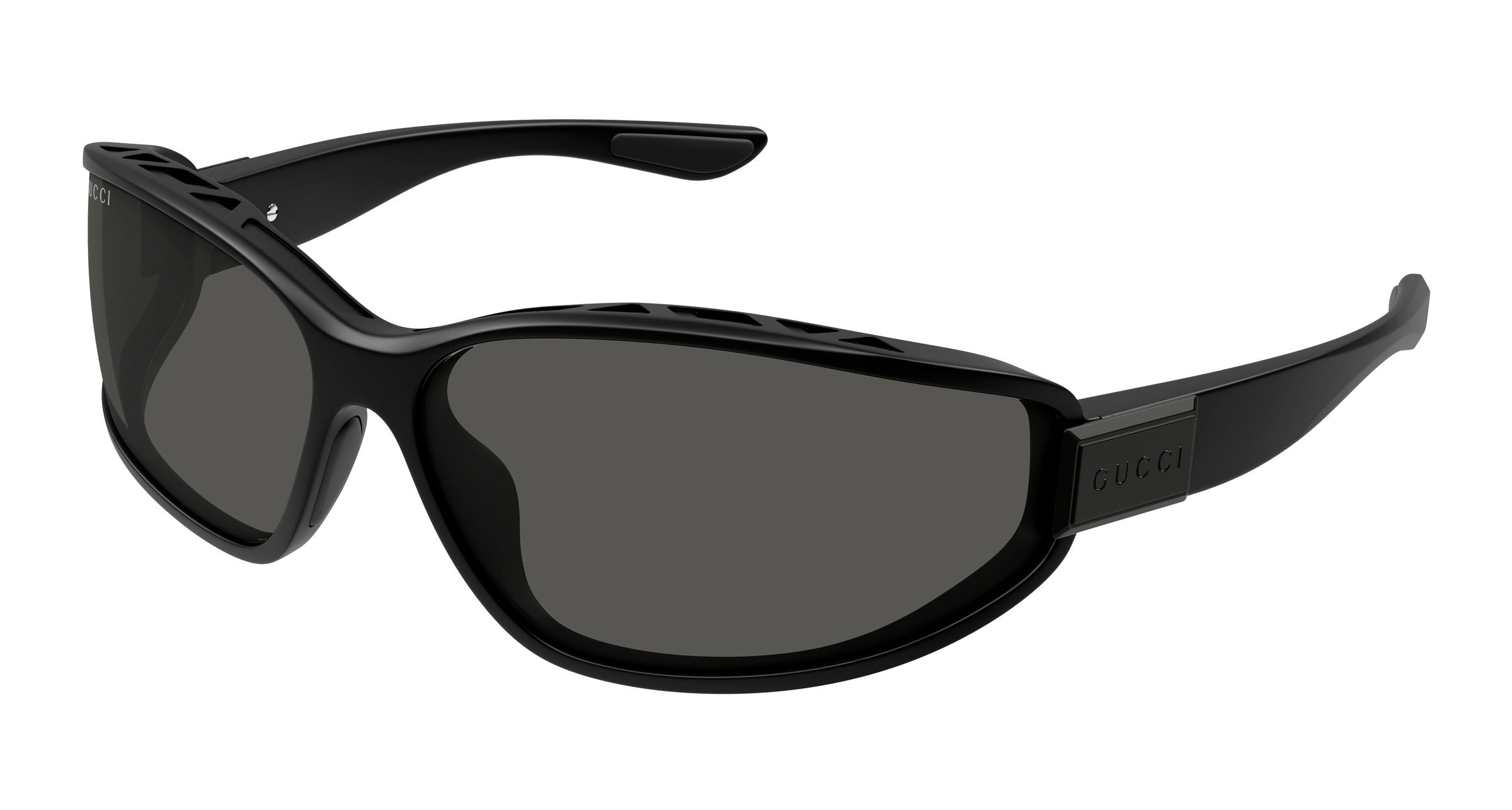 Gucci Uomo Gucci GG2011S 001 Occhiali da sole Iniettato Nero Grigio Geometrica