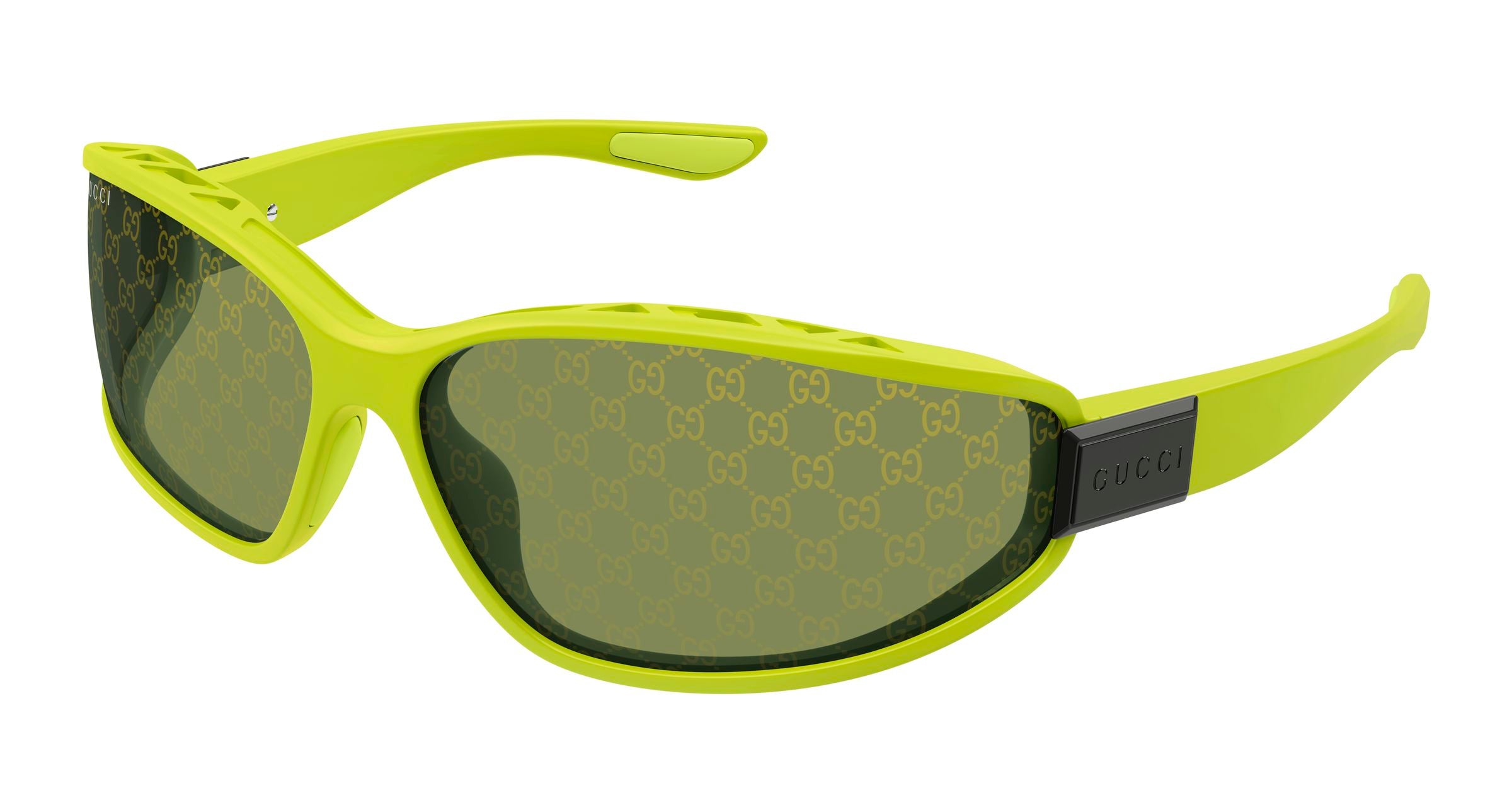 Gucci Uomo Gucci GG2011S 002 Occhiali da sole Iniettato Verde Verde Geometrica Gucci Uomo Gucci GG2011S 002 Occhiali da sole Iniettato Verde Verde Geometrica