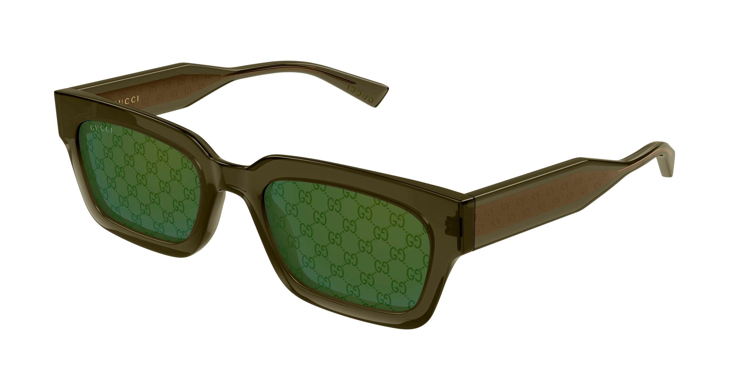 Gucci Uomo Gucci GG2069S 004 Occhiali da sole Acetato Verde Verde Squadrata