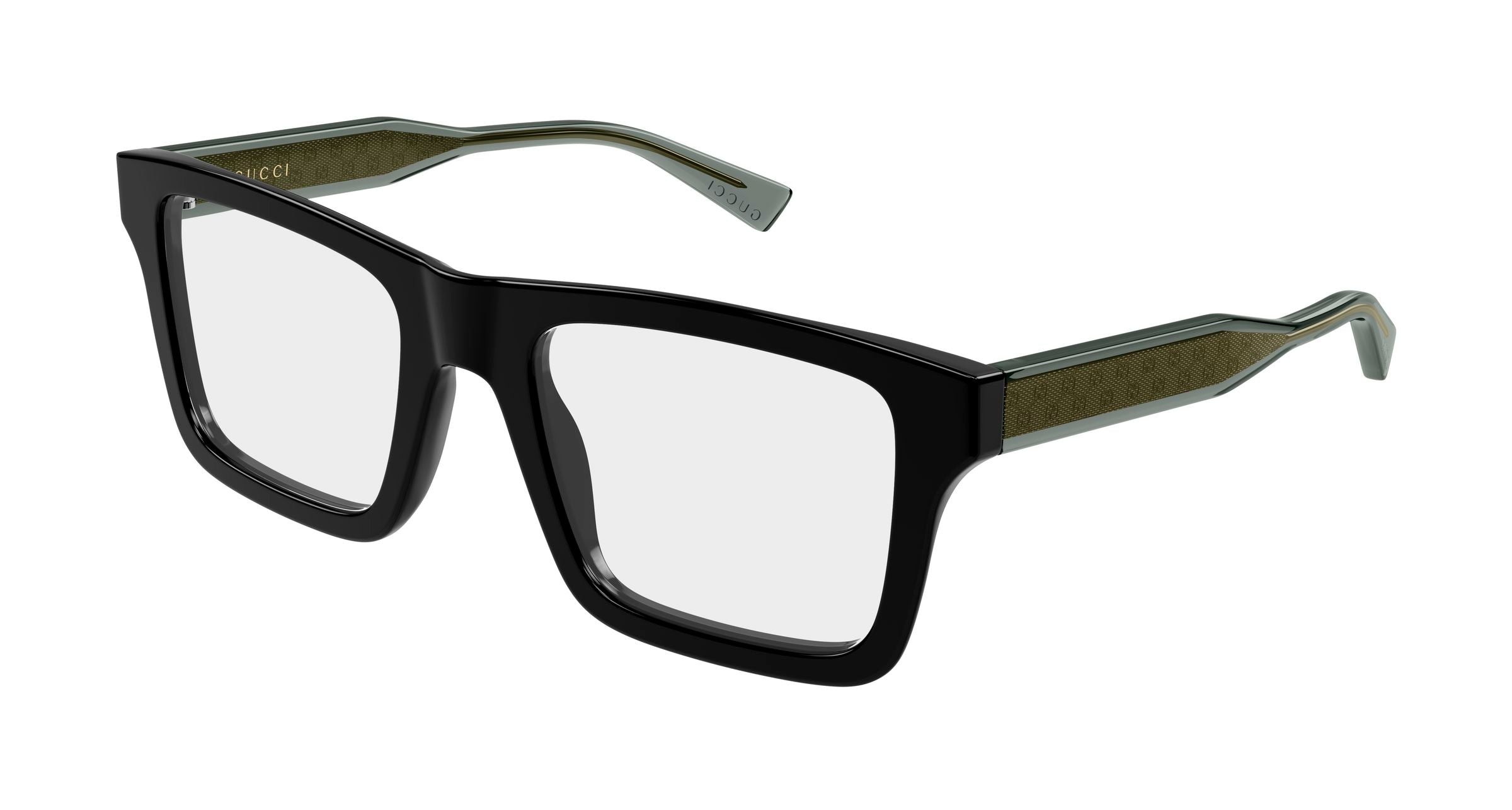 Gucci Uomo Gucci GG2070O 001 Montature da vista Acetato Nero Trasparente Squadrata