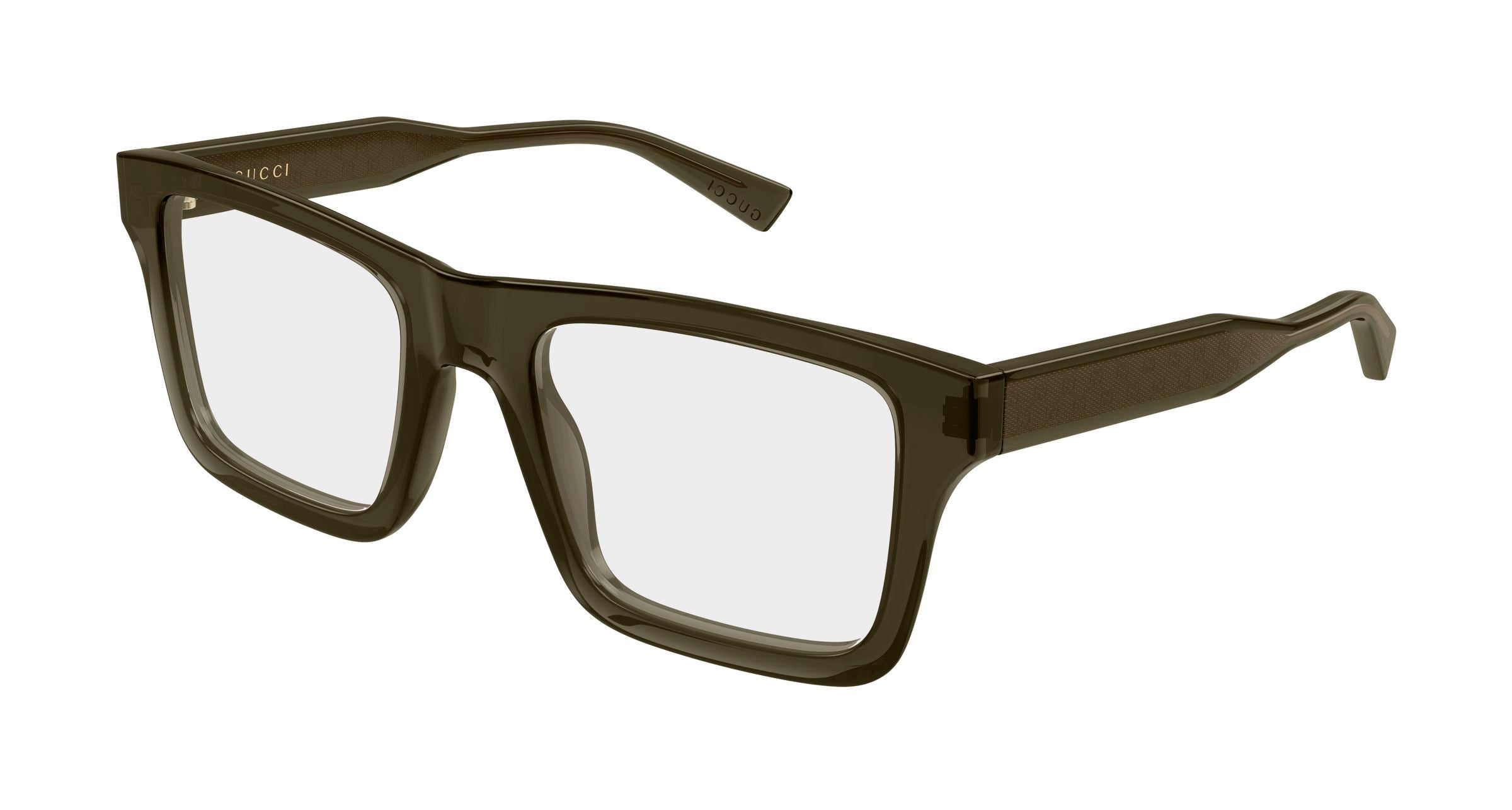 Gucci Uomo Gucci GG2070O 003 Montature da vista Acetato Verde Trasparente Squadrata