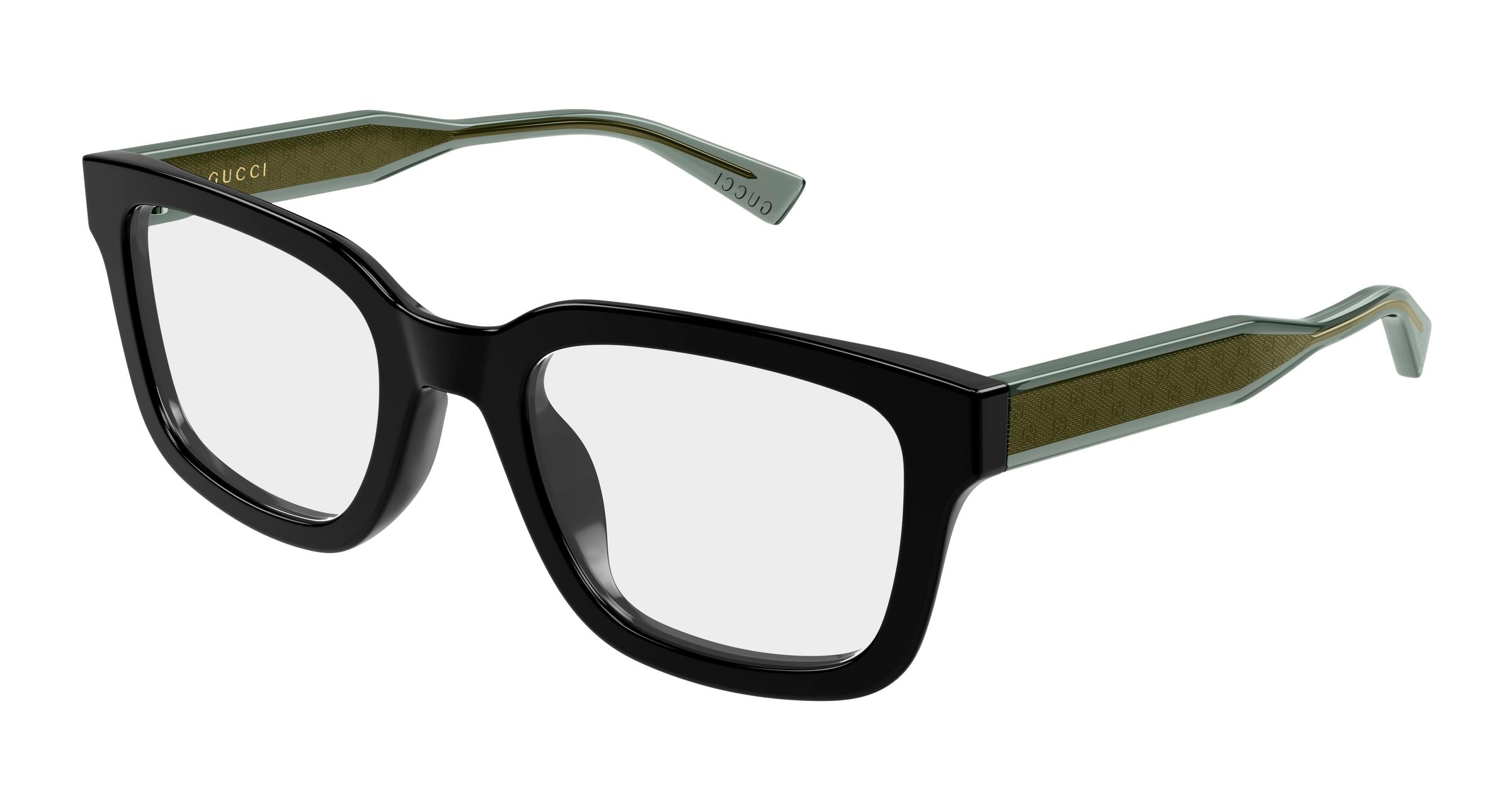 Gucci Uomo Gucci GG2071OL 001 Montature da vista Acetato Nero Trasparente Squadrata Gucci Uomo Gucci GG2071OL 001 Montature da vista Acetato Nero Trasparente Squadrata