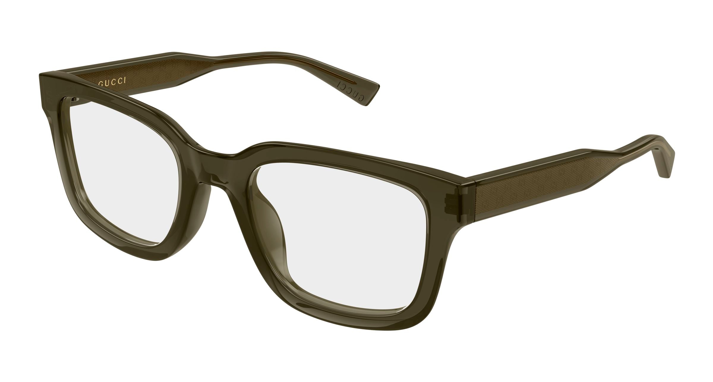 Gucci Uomo Gucci GG2071OL 003 Montature da vista Acetato Verde Trasparente Squadrata