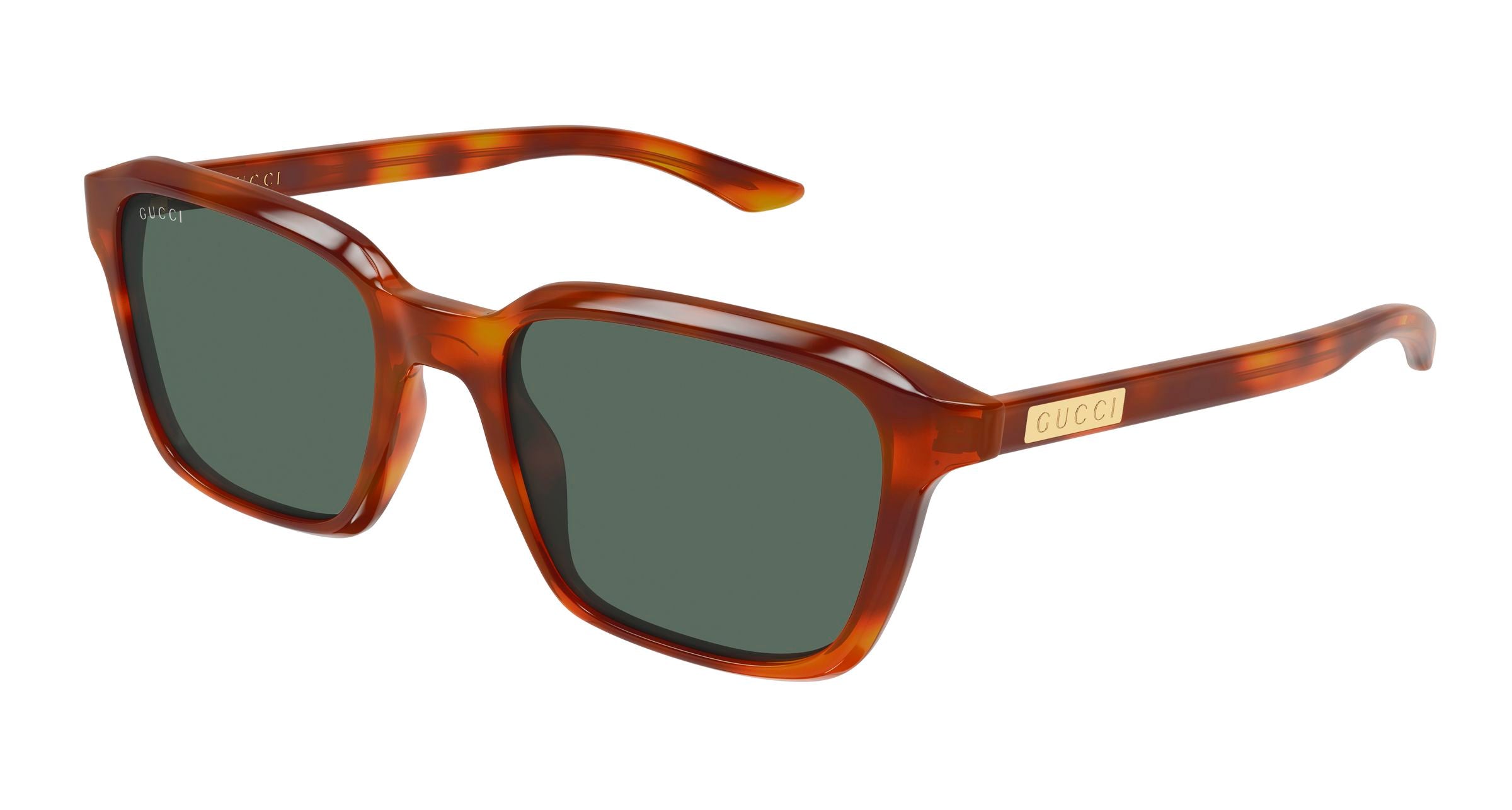 Gucci Uomo Gucci GG2078S 005 Occhiali da sole Acetato Havana Verde Squadrata