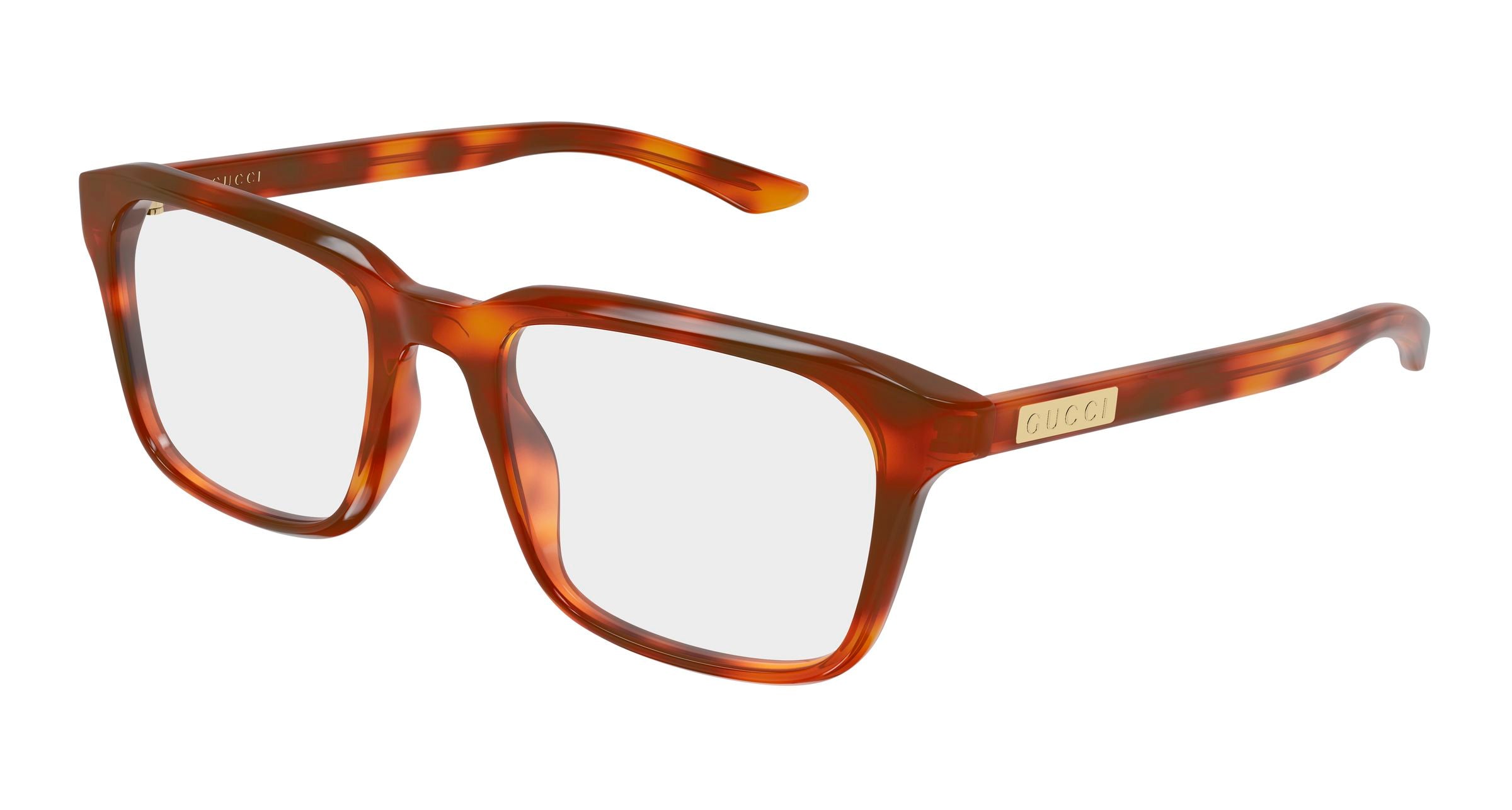 Gucci Uomo Gucci GG2081O 008 Montature da vista Acetato Havana Trasparente Squadrata