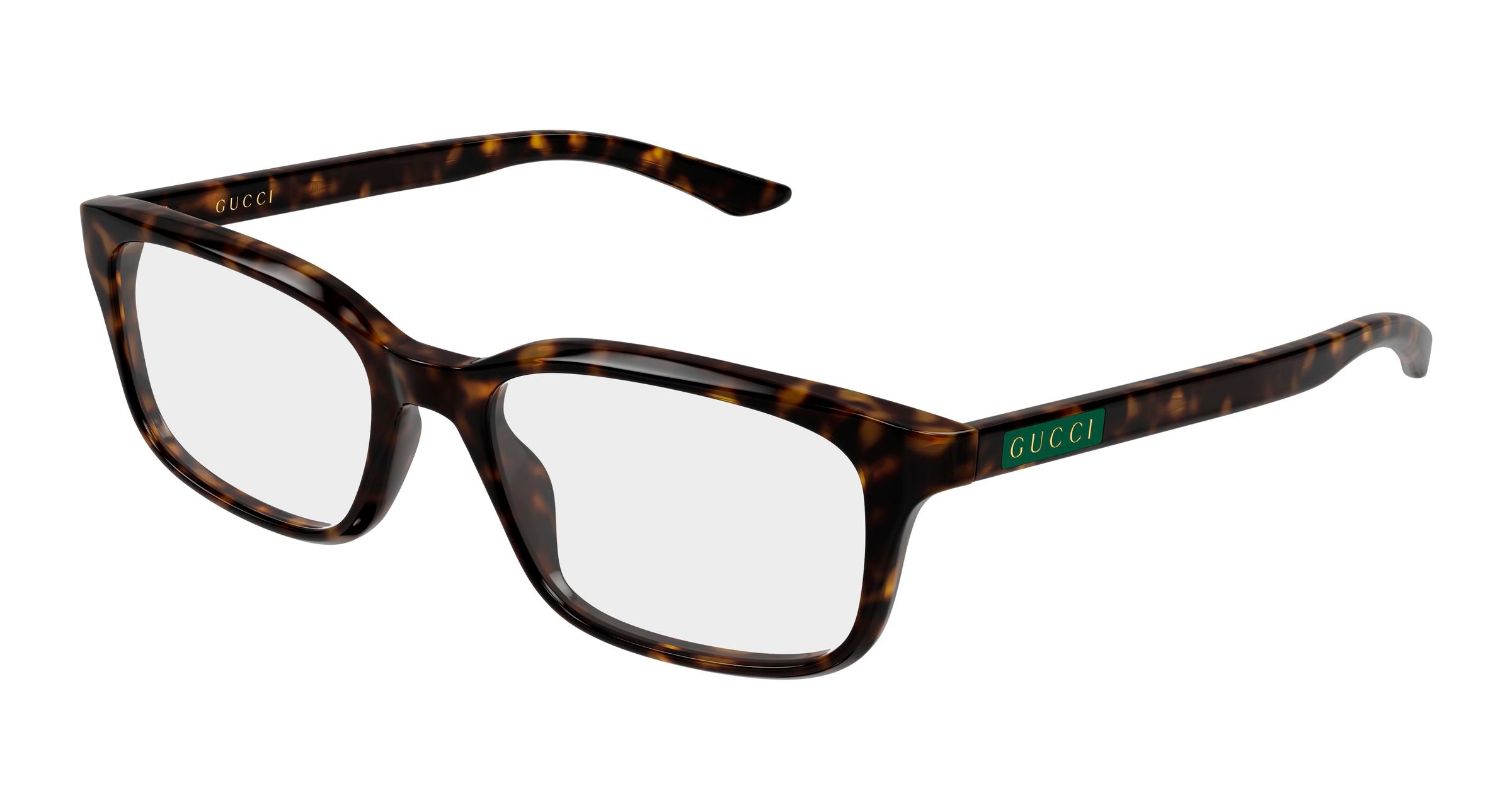 Gucci Uomo Gucci GG2082O 002 Montature da vista Acetato Havana Trasparente Squadrata