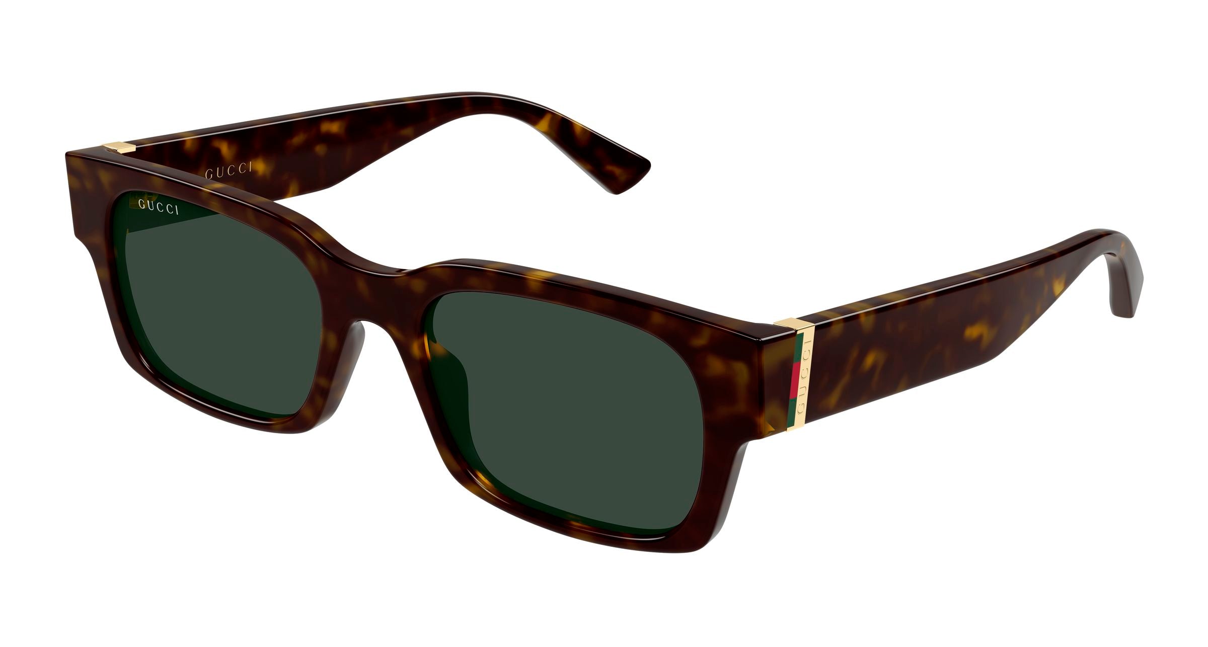 Gucci Uomo Gucci GG2084S 002 Occhiali da sole Iniettato Havana Verde Squadrata