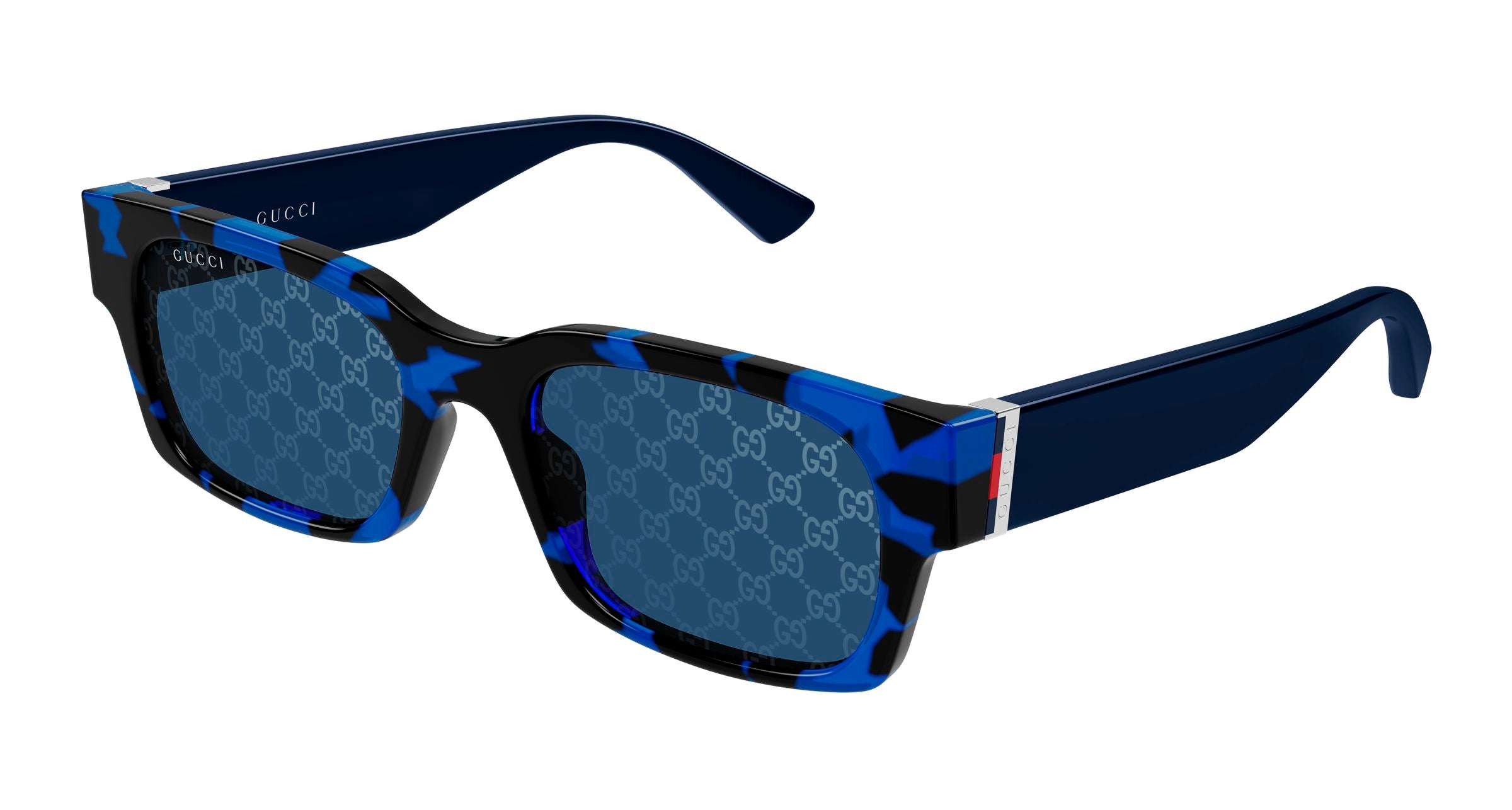 Gucci Uomo Gucci GG2084S 004 Occhiali da sole Iniettato Havana Blu Squadrata
