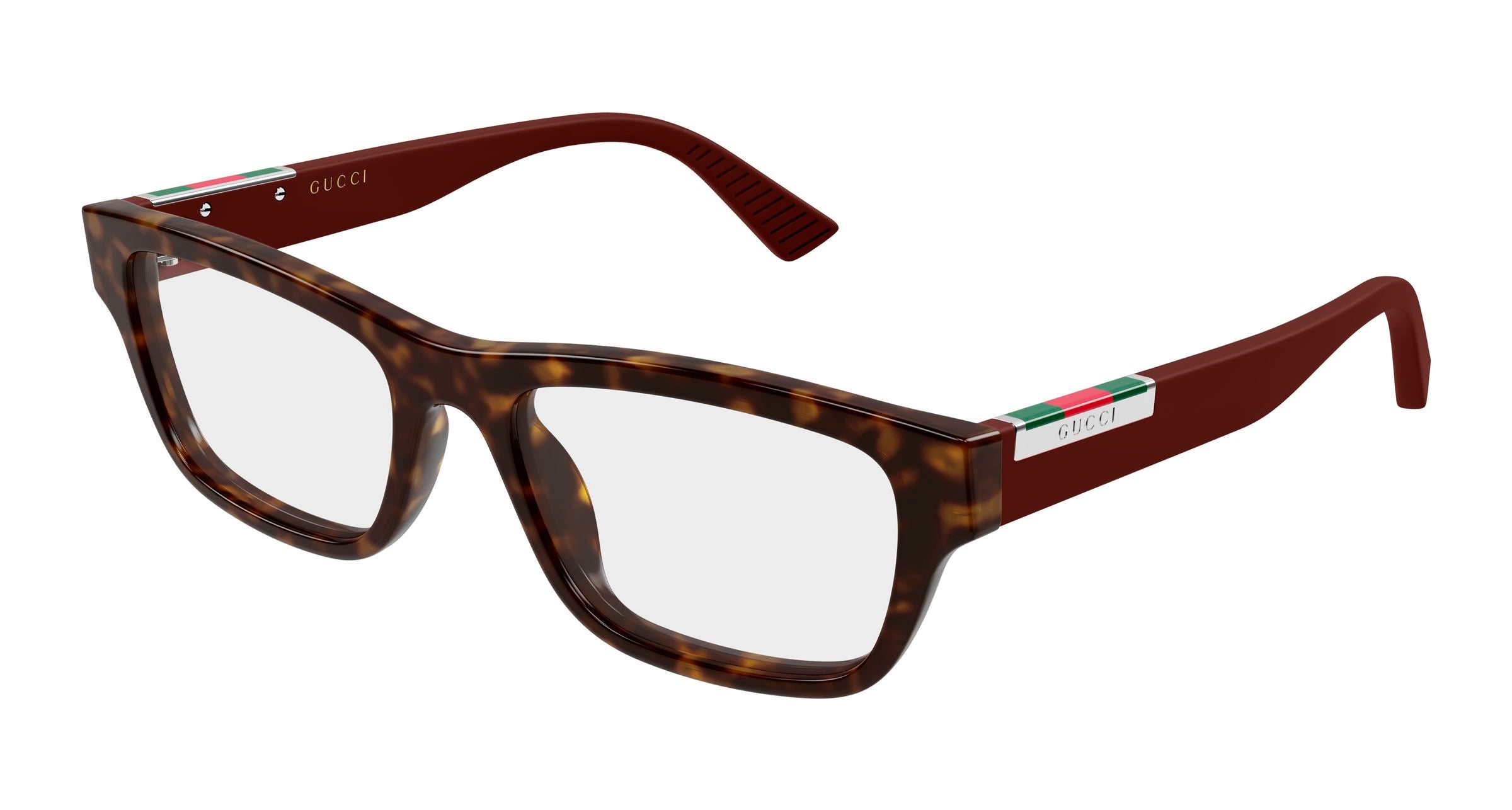Gucci Uomo Gucci GG2091O 007 Montature da vista Acetato Havana Trasparente Squadrata